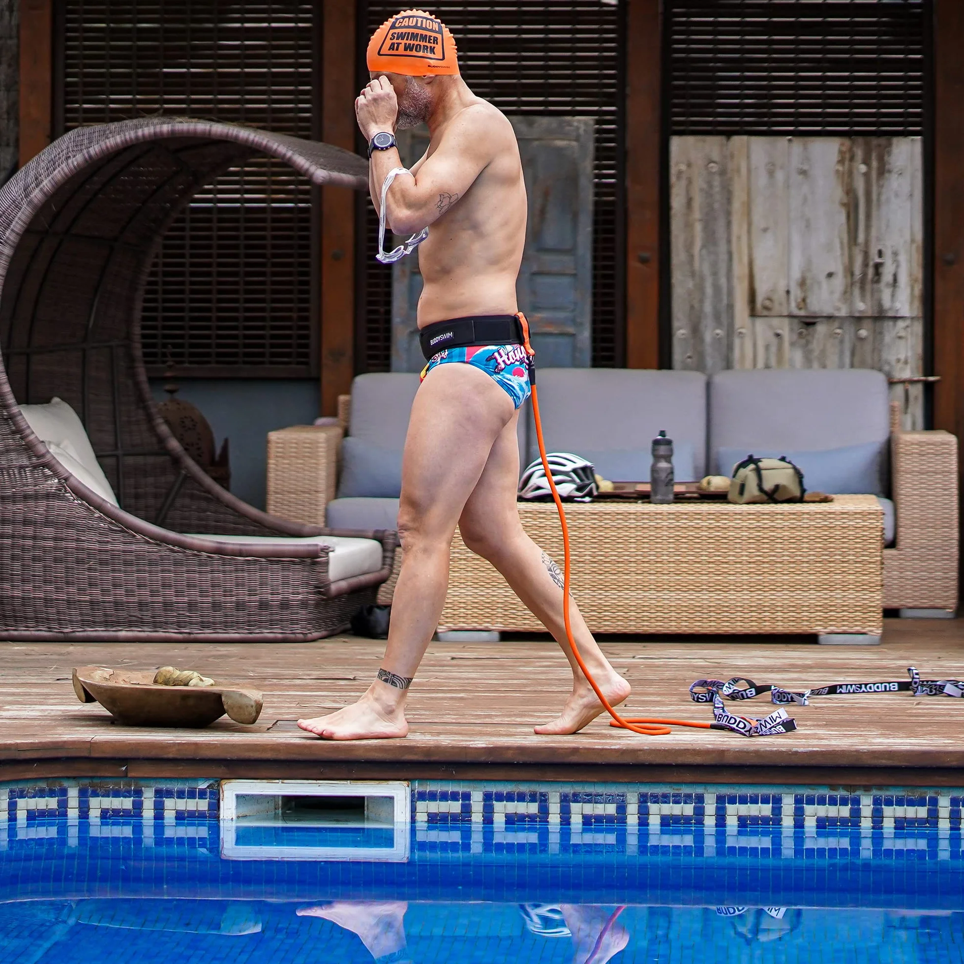 Cinturón Natación Estática Elástico Ajustable Entrenamiento Resistencia Banda Látex Accesorios