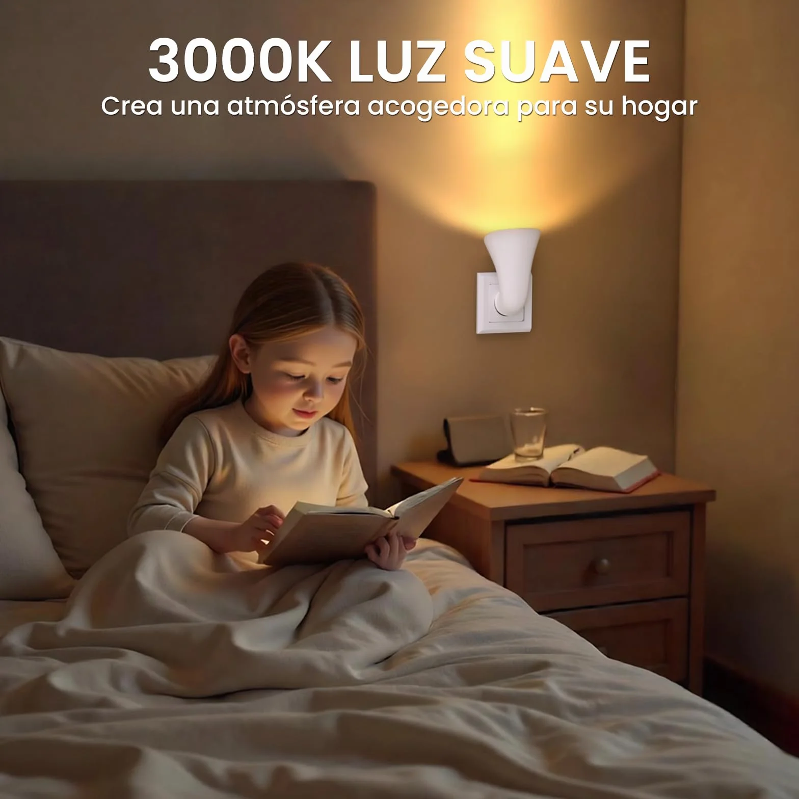 GU10 LED Aplique de Pared con Enchufe, Foco Uplighter, Luz Cálida 3000K