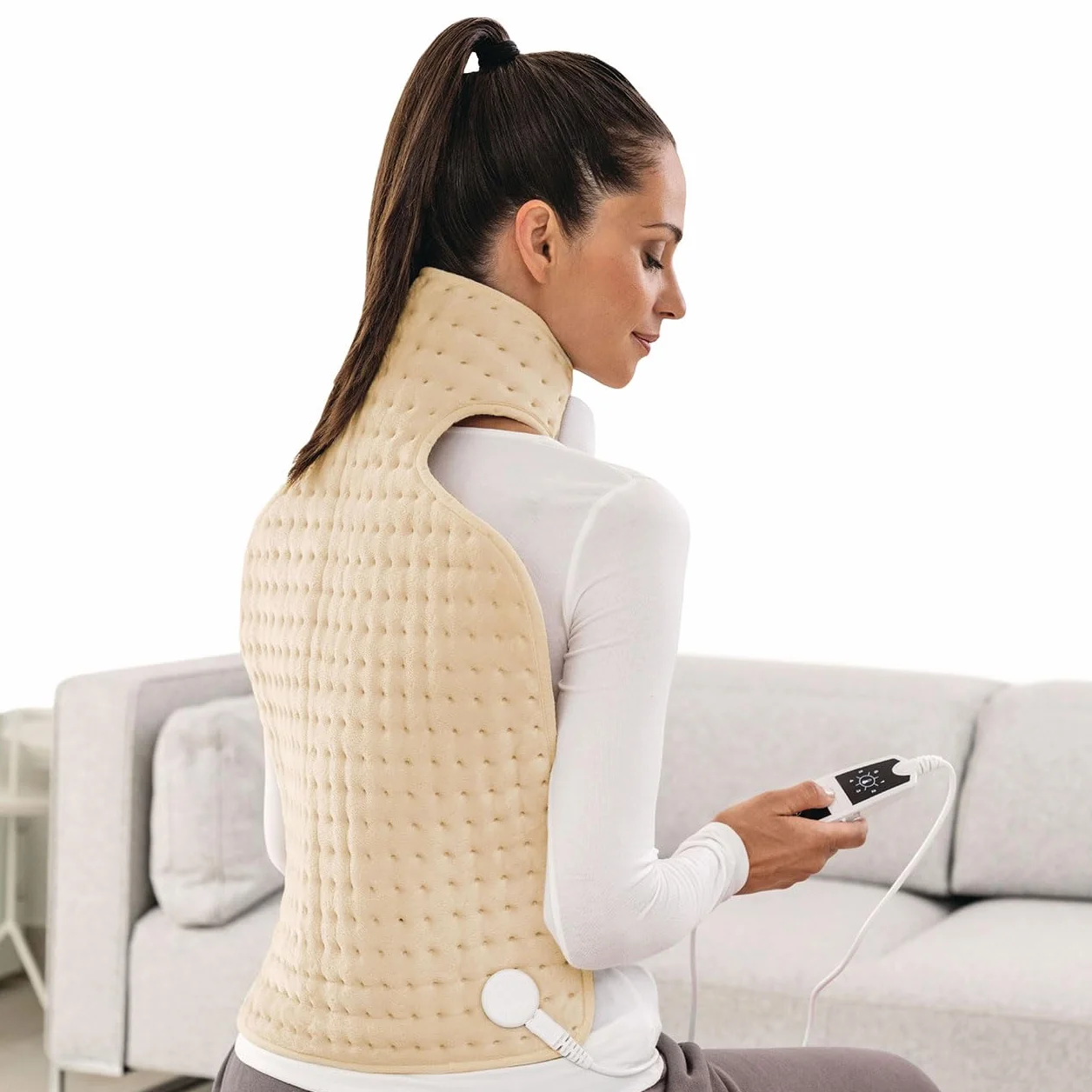 Beurer HK 58 LED Almohadilla cervical dorsal 62x42 cm funda lavable crema