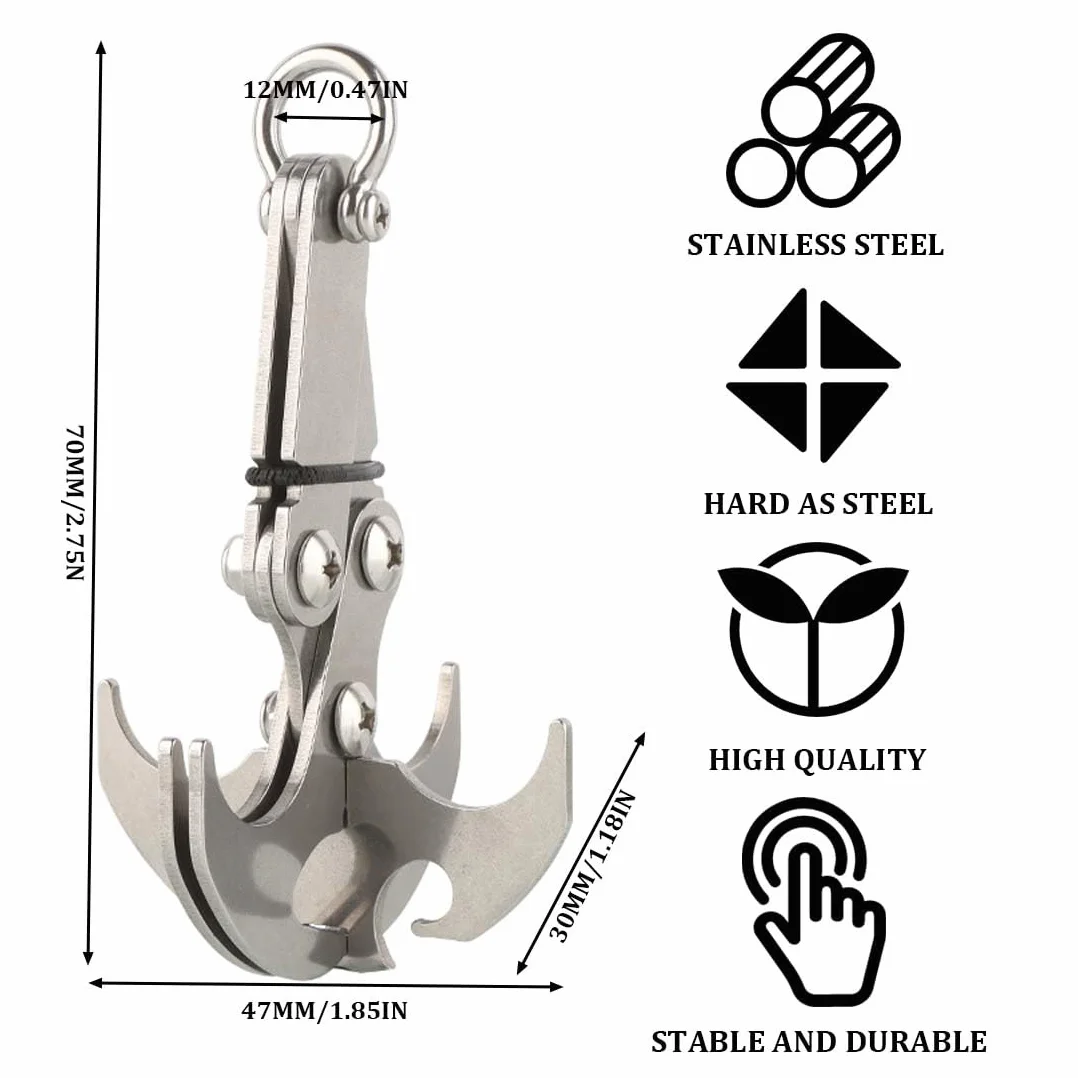 EIHI Gravity Hook Outdoor, Grappling Hook Gravity Grappling for Survival Climbing Outdoor Acero Inoxidable Multifuncional Outdoor Climbing