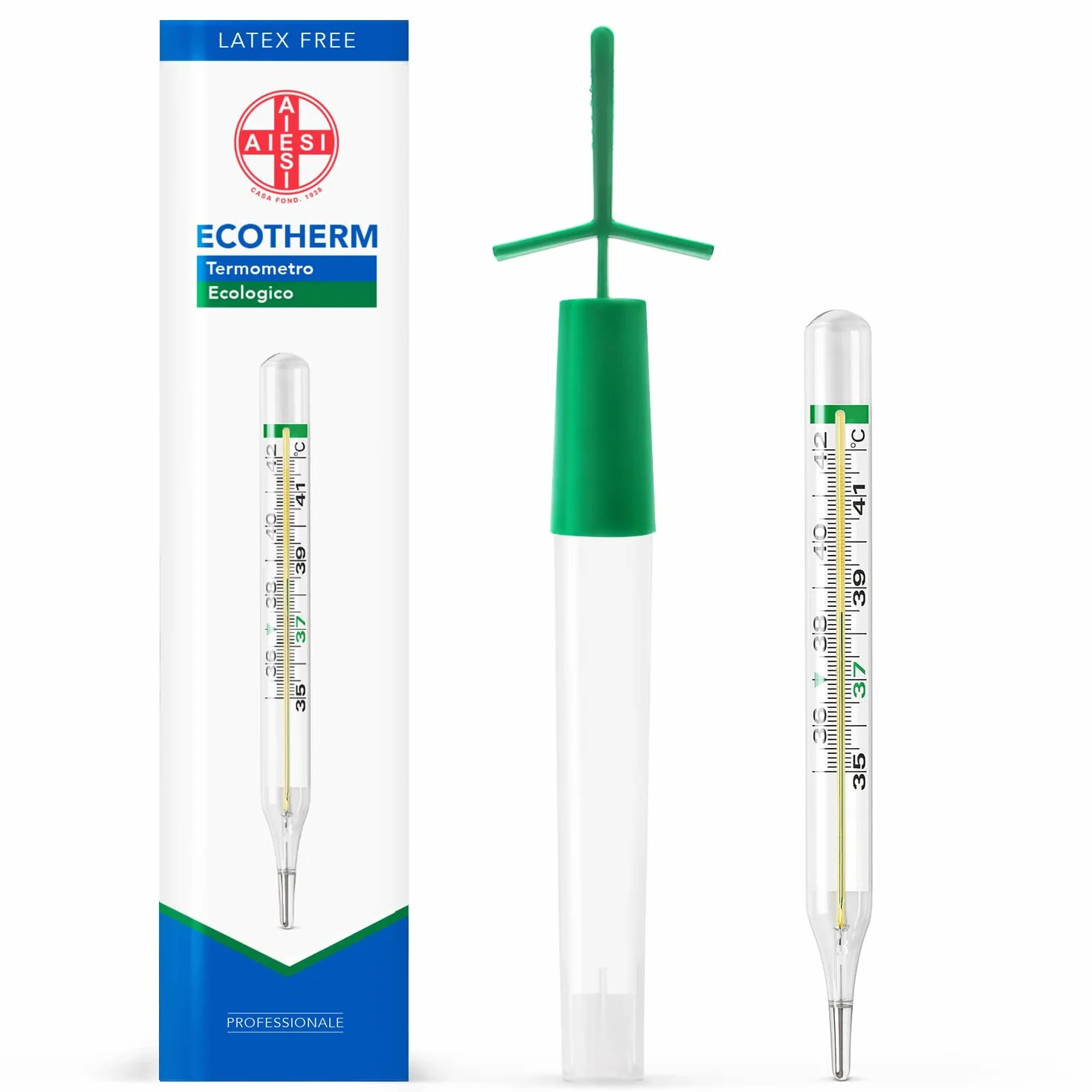 ECOTHERM Termómetro Clínico de Vidrio para Fiebre de Galio Sin Mercurio Ecológico