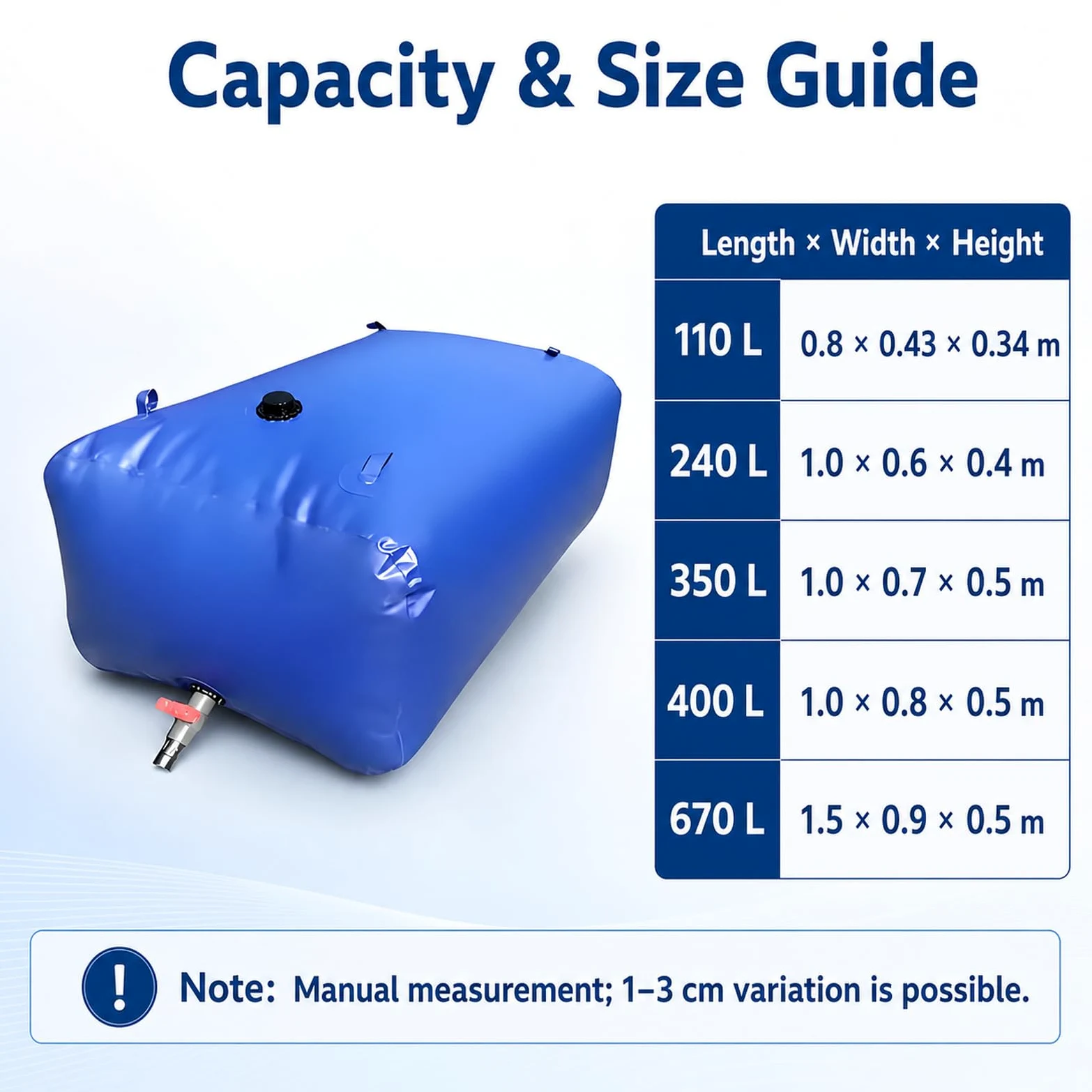 Bolsa De Agua Plegable Engrosada,DepóSito De Agua Plegable De PVC,Vejiga del Almacenamiento De Agua con VáLvula,FáCil De Usar,para Acampar,para Resistencia A La SequíA,Riego