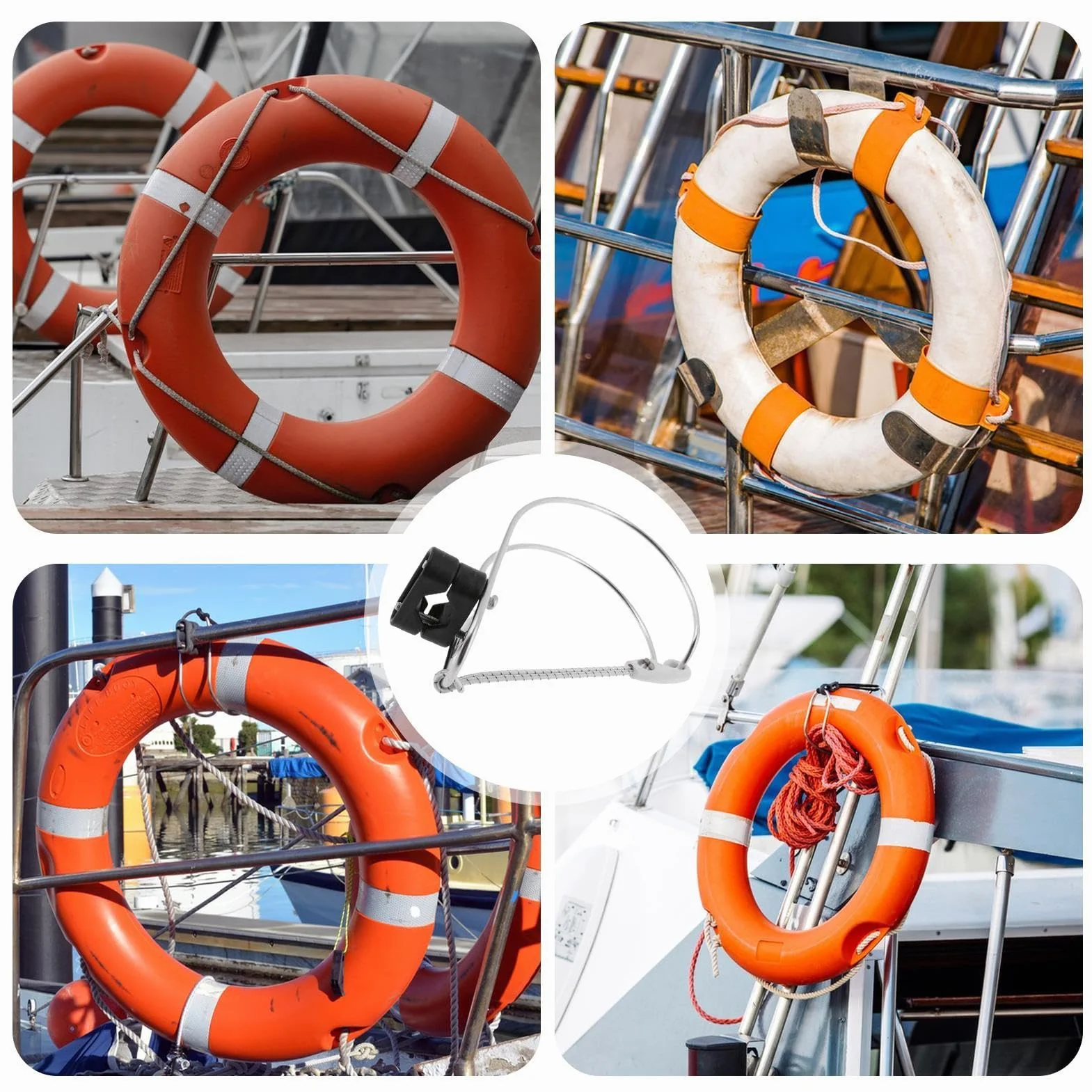 Soporte De Herradura para Aro Salvavidas, Soporte para Aro Salvavidas Marino, Soportes para Aro Salvavidas para Barco, Soportes De Herradura De Acero Inoxidable para Aros Salvavida De Barco