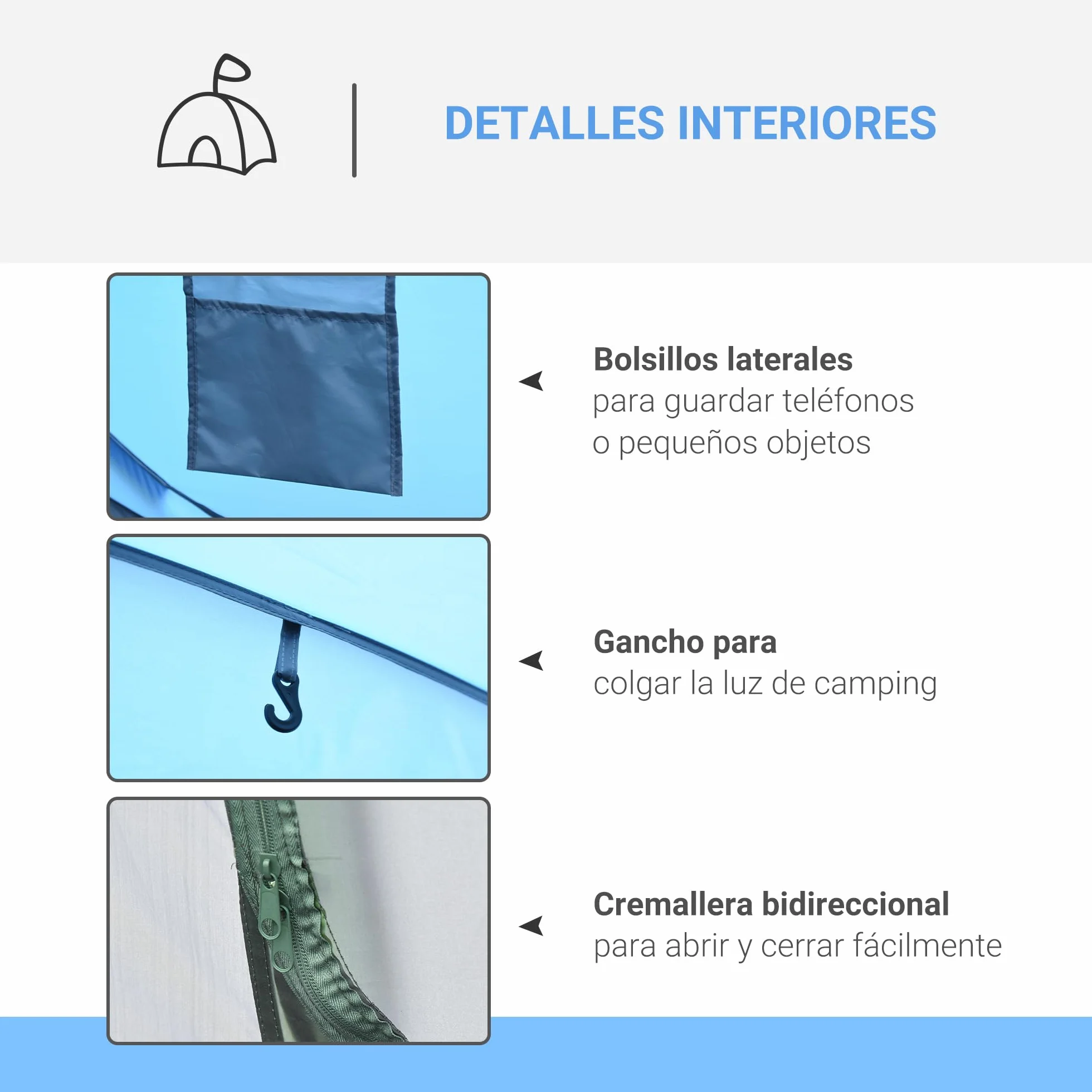 Outsunny Tienda de Campaña Pop up 4-5 Personas Impermeable Anti-UV 263,5x220x123 cm
