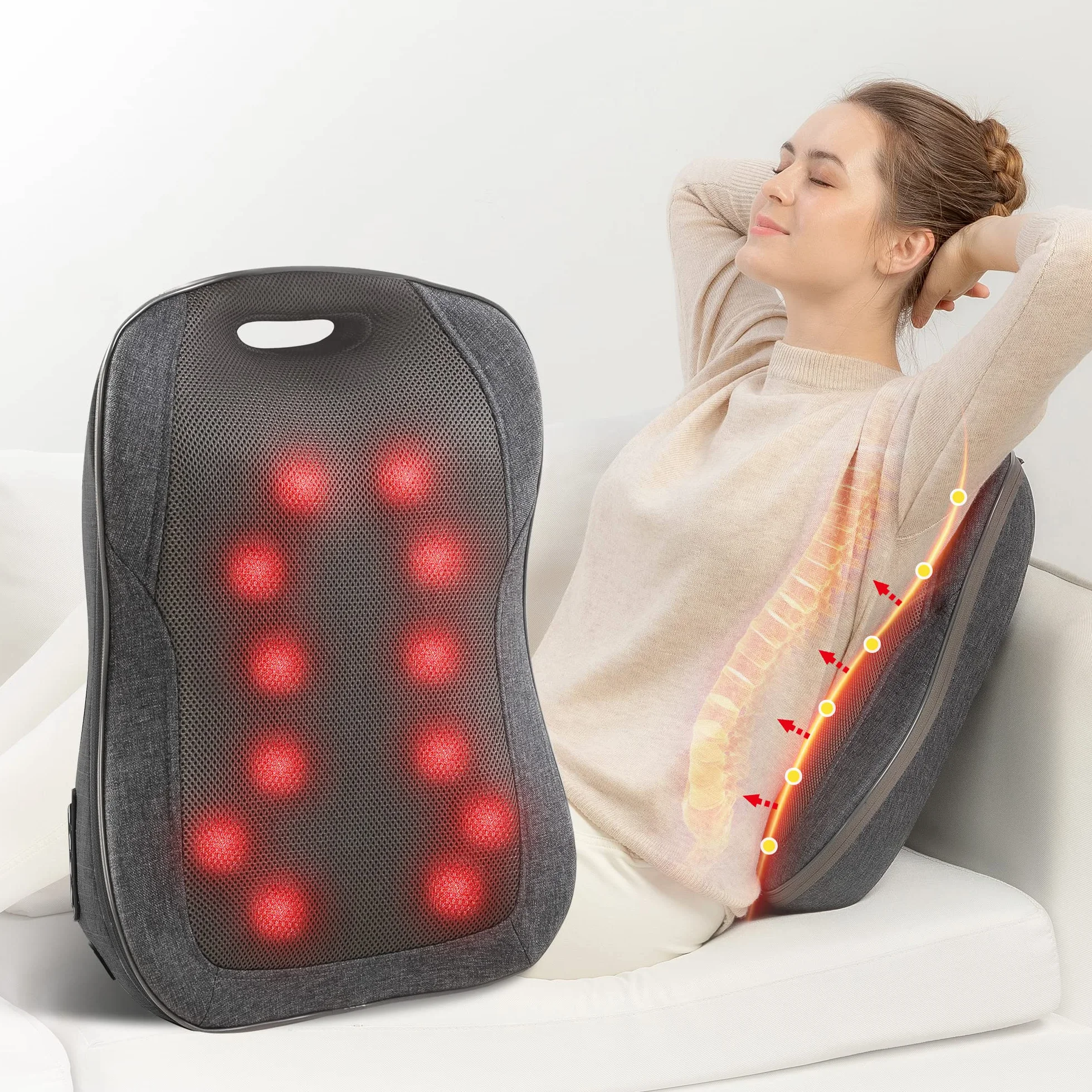 Comfier Shiatsu Masajeador de Espalda Cojín con Calor Portátil para Silla
