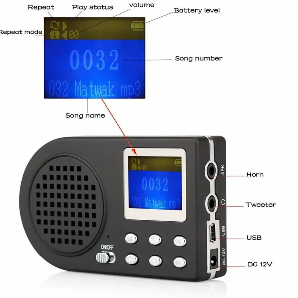 Llamador de Pájaros con Altavoz, Reproductor MP3 Digital, Control Remoto, Enchufe UE