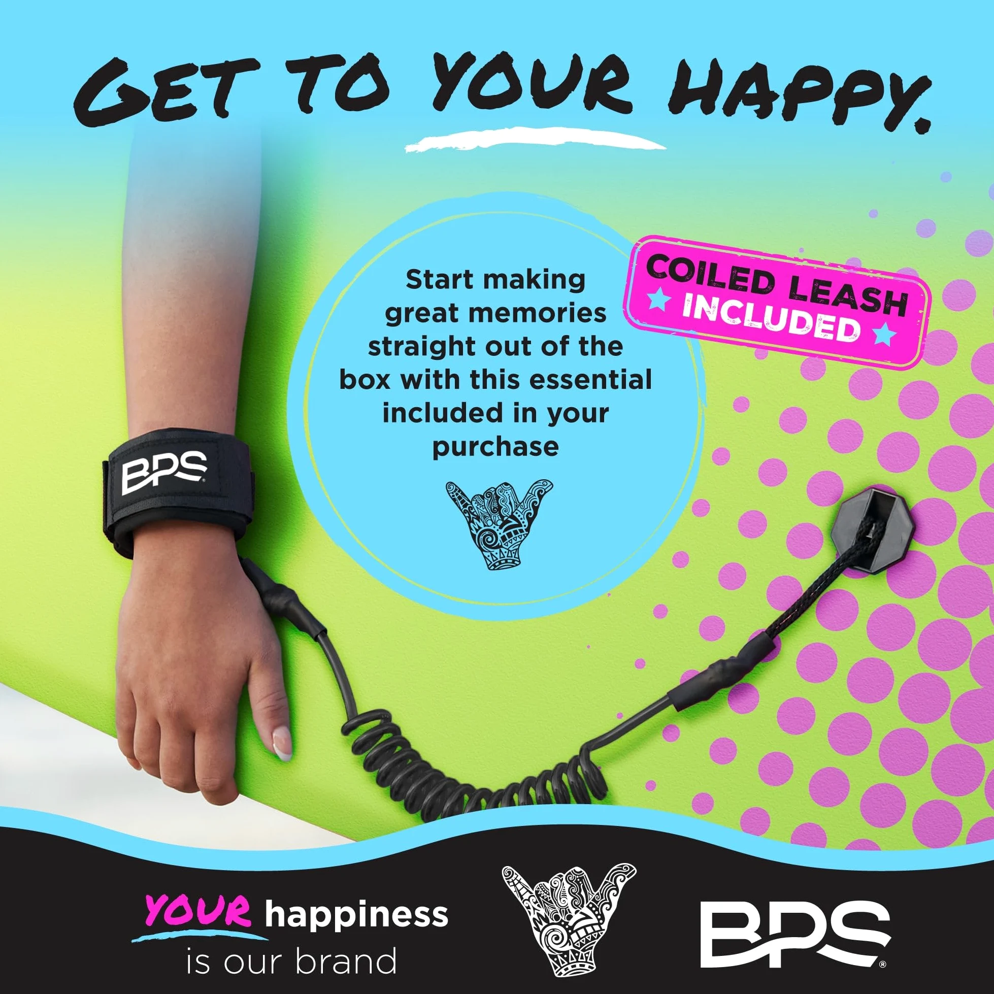 BPS New Zealand Shaka - Tabla de cuerpo para todas las condiciones de onda, ligera con núcleo de EPS, parte inferior lisa de polietileno de alta densidad, tablas de cuerpo para playa con correa de