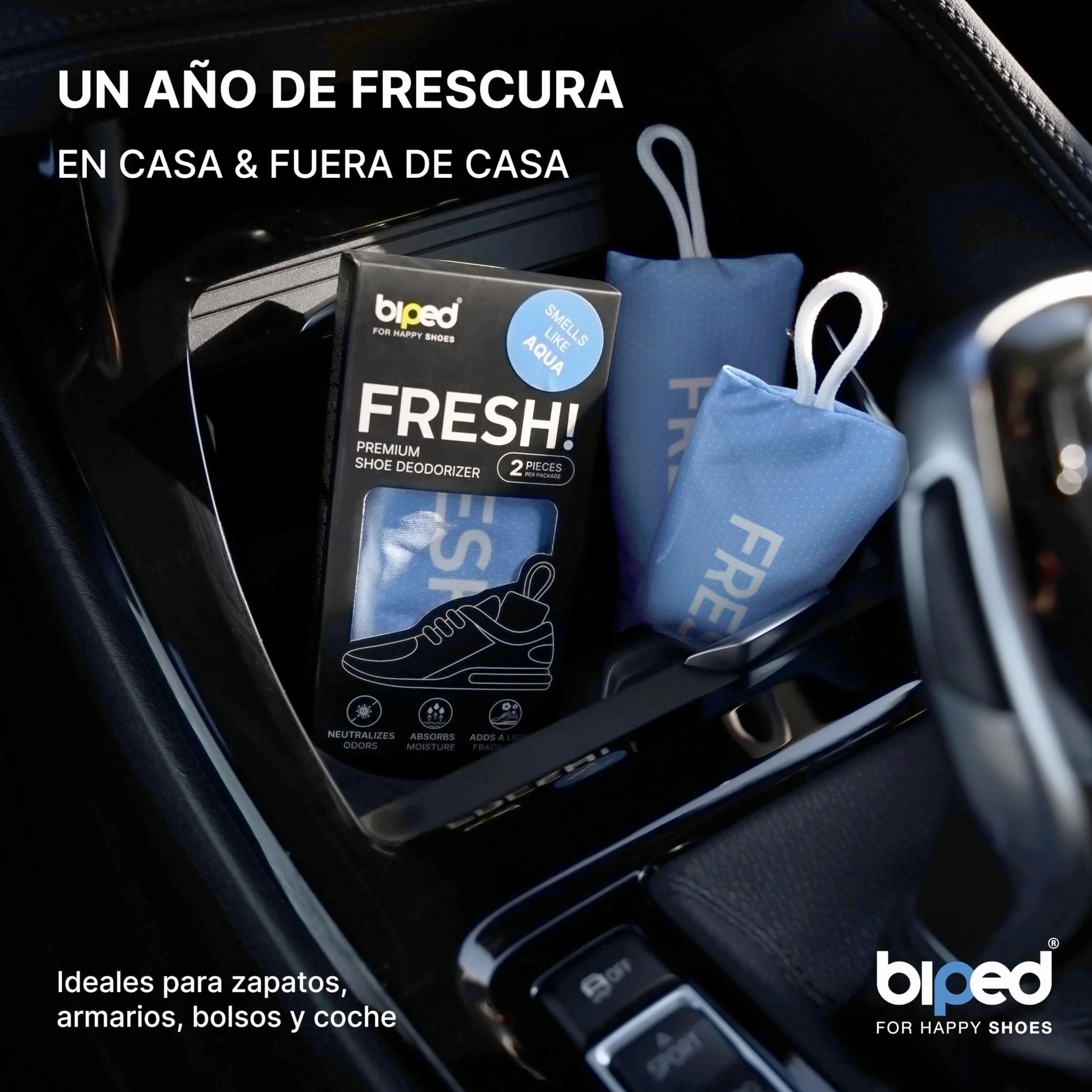 Biped FRESH! Desodorante Premium para Calzado – Cojín Aromático con Carbón de Bambú Activo – Elimina Olores y Sudor – 6 Piezas