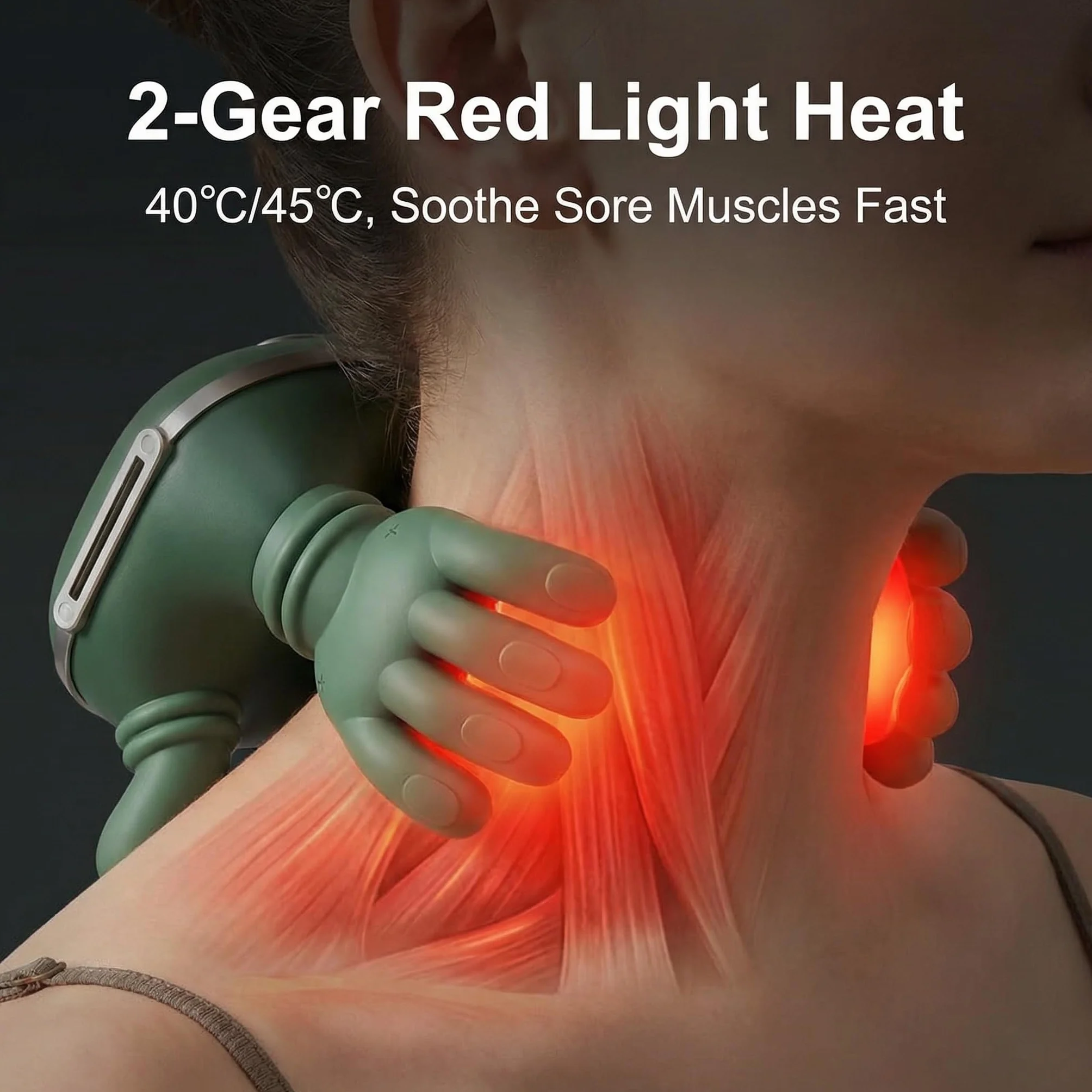 Masajeador Cervical 4D Sin Cables con Calor Calentador de Cuello 3 Niveles de Intensidad Recargable USB-C