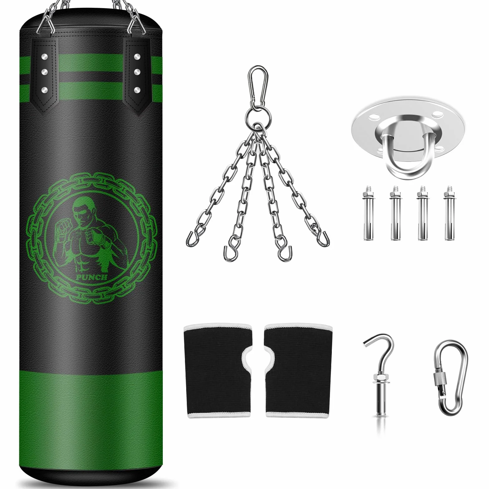 NZQXJXZ Saco de Boxeo para Colgar,120cm sin Rellenar Relleno Saco Boxeo, Microfibra de Cuero Bolsa Pesada para la formación de Kickboxing Fitness MMA Grappling Muay Thai Karate