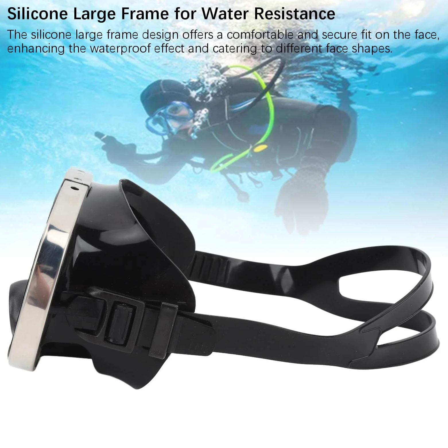 Máscara de Buceo Ovalada, Gafas de Buceo, Visibilidad Clara, Ovaladas, HD, Antivaho, Gafas de Buceo, Diseño de Válvula de Nariz, Vidrio Templado, Lente única, Gafas de Snorkel
