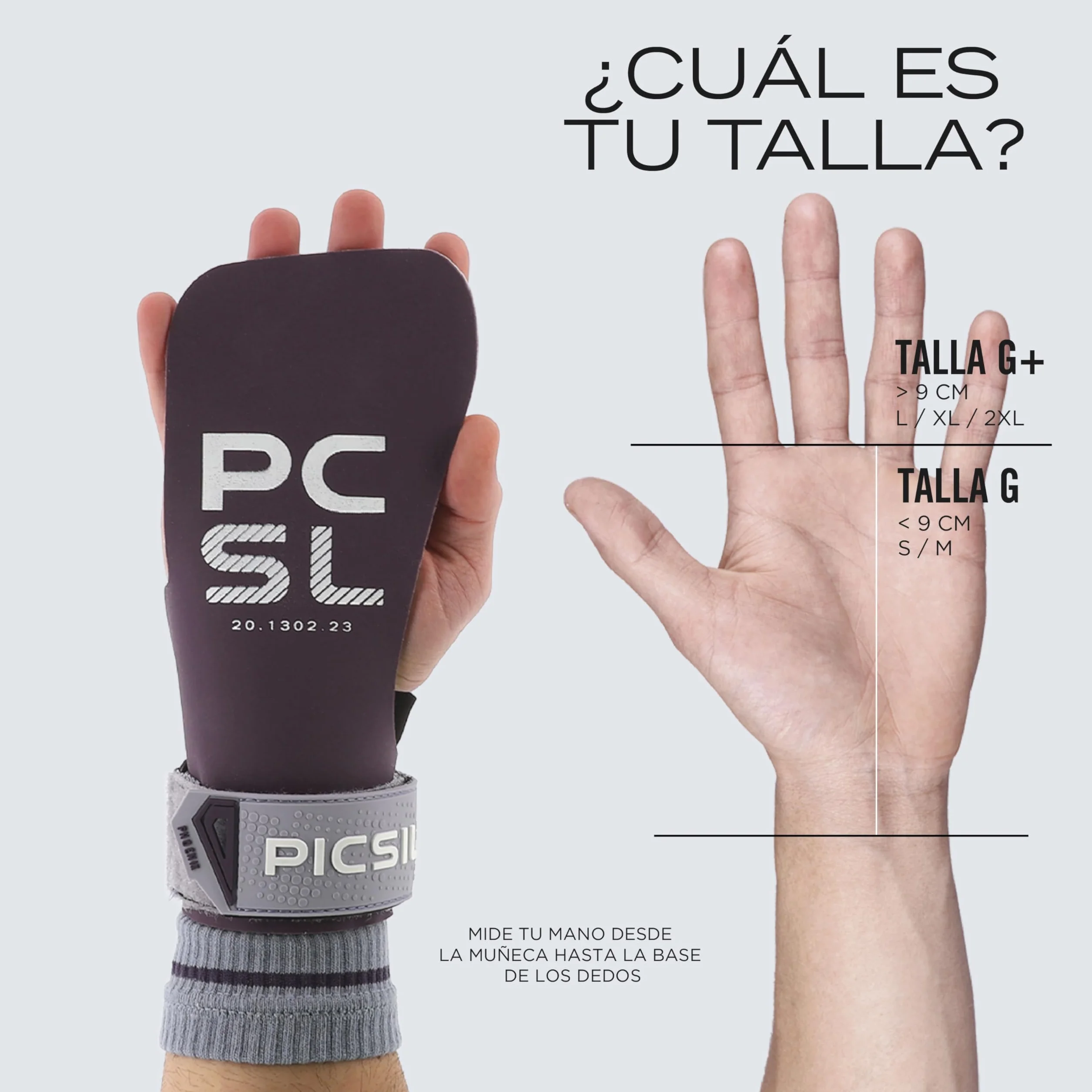 PICSIL Calleras Phoenix + Muñequeras + Bolsa, Uso Sin Magnesio, Agarre en Todas Superficies y Cualquier Tipo de Barra, Diseñadas para Todos los Atletas (Plum, G+)