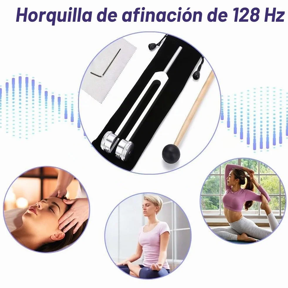 Diapasón 128 Hz Aleación de Aluminio Terapéutico Neurología con Martillo de Silicona