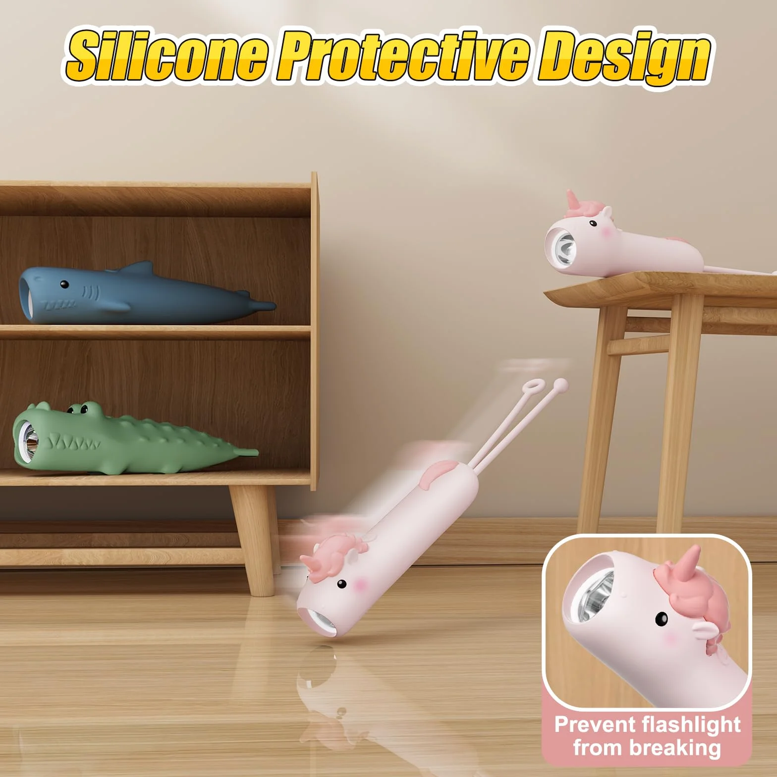 ZKLiLi Linterna Recargable LED Portátil para Niños Camping Senderismo Unicornio