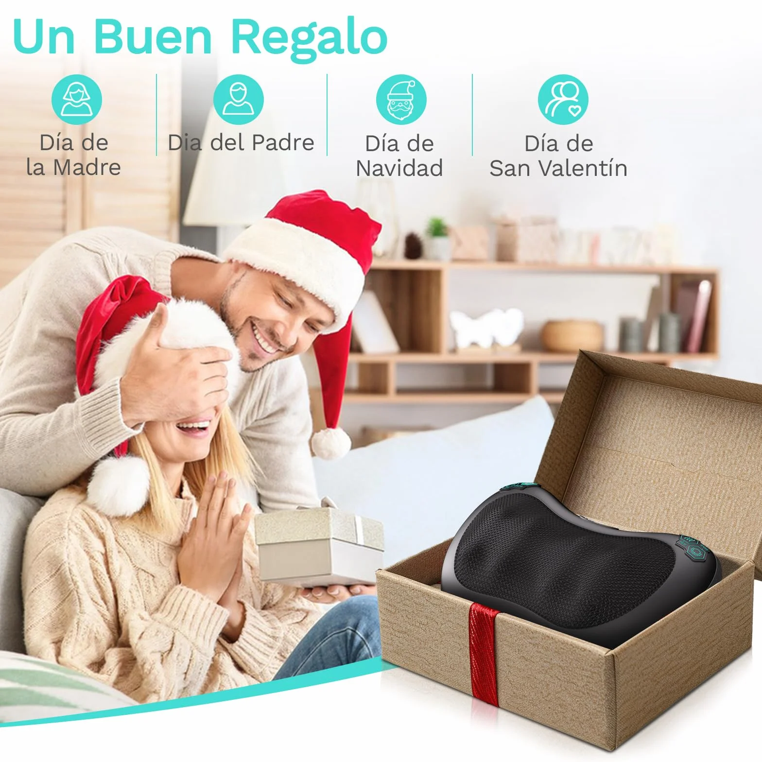 Masajeador Shiatsu para Espalda con 8 Nudos y 3 Velocidades Rotación Ambas Direcciones