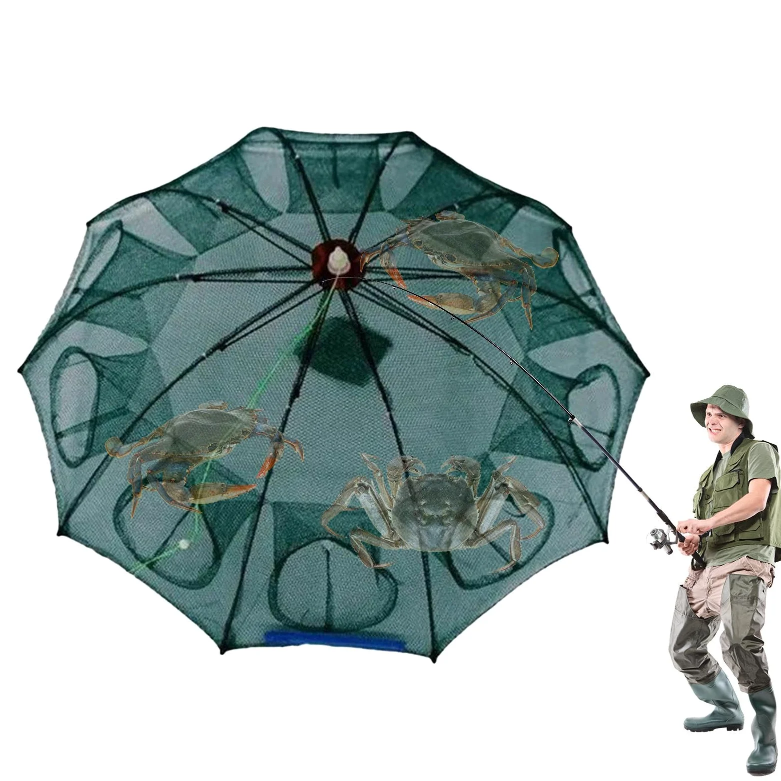 Red de cebo de pesca, redes de pesca plegables, 4/10/16 agujeros, trampa para langostas, accesorios de pesca portátiles, red de pesca para bacalao, anguilas, cangrejos, peces pequeños, camarones