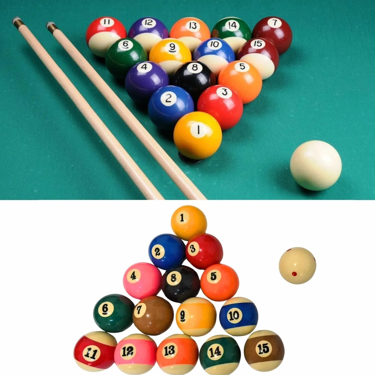 Juego de Bolas de Billar 57,2 mm 16 Piezas Resina Standard para Competición