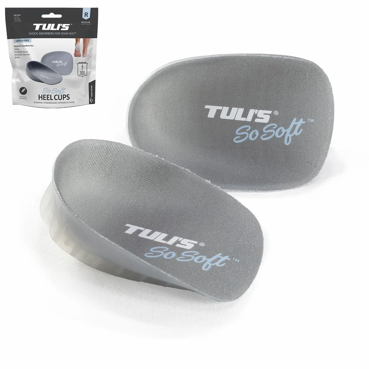 Taloneras de Gel Tuli's So Soft Heavy Duty para Fascitis Plantar, Dolor de Talón, 1 Par, Mediano