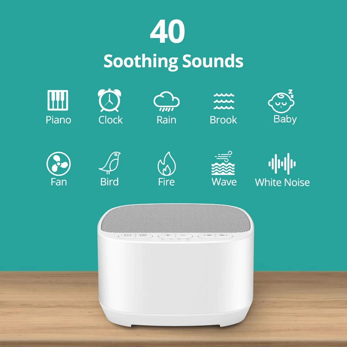 Magicteam Máquina de ruido blanco 40 sonidos relajantes 32 niveles volumen temporizador sueño terapia sonido bebés niños adultos