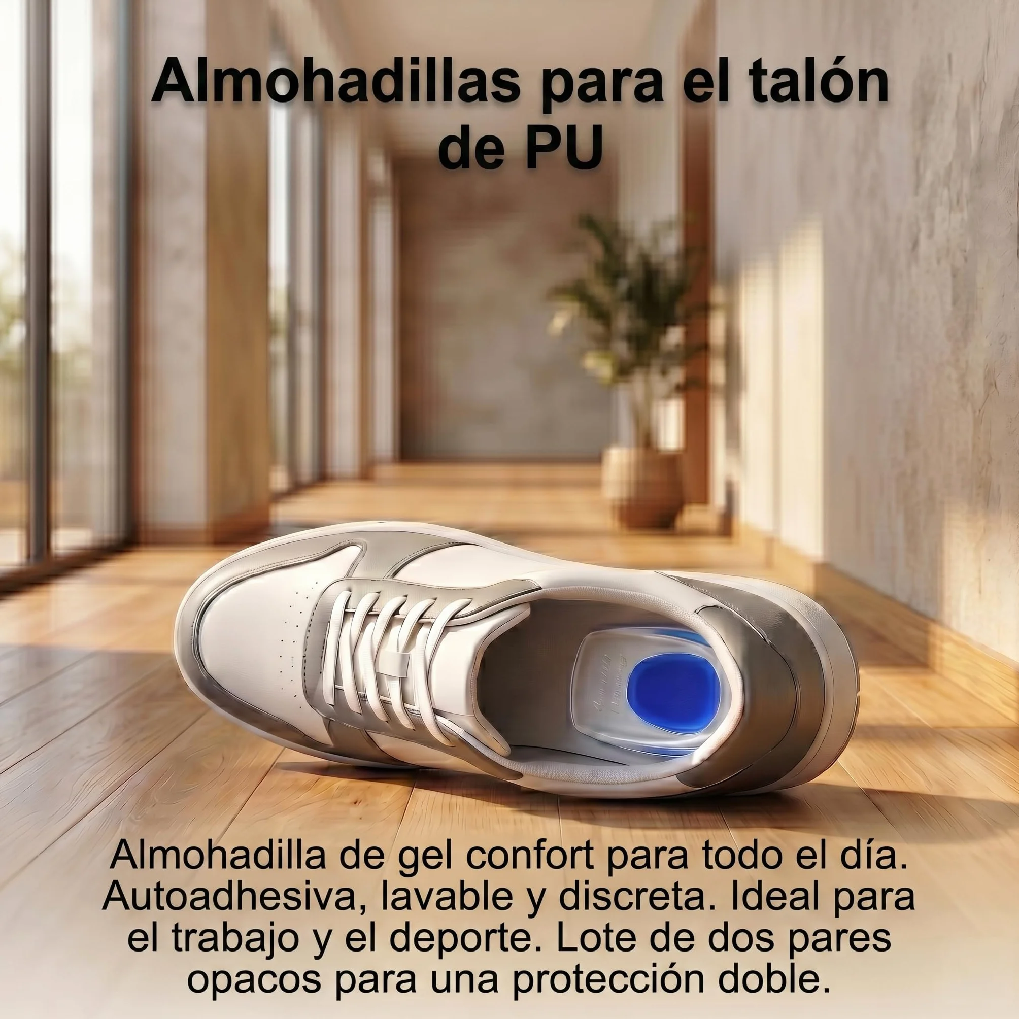 Taloneras Silicona PU Plantillas de Gel para Talón Anti-Dolor Fascitis Plantar Espolones Calcáneos Tamaño 39-45 Azul