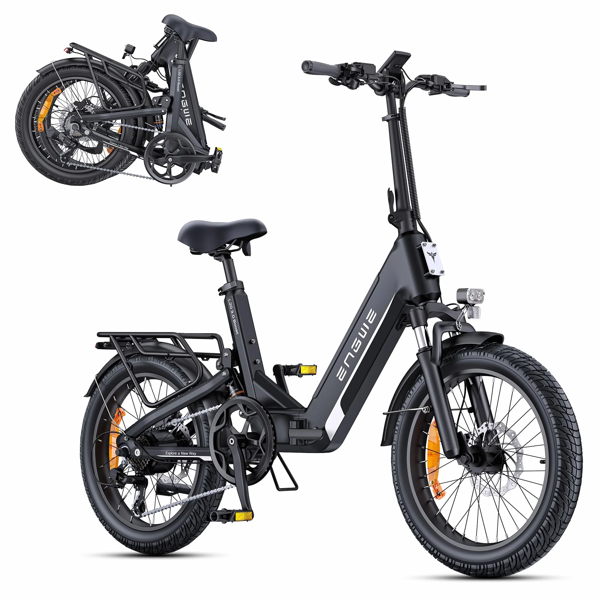 ENGWE Bicicleta Electrica con App, Batería ebike 48V 13.5Ah hasta 135km, Sensor de par y Frenos Hidráulicos, Neumáticos 20 * 3.0, 2 Horas de Carga