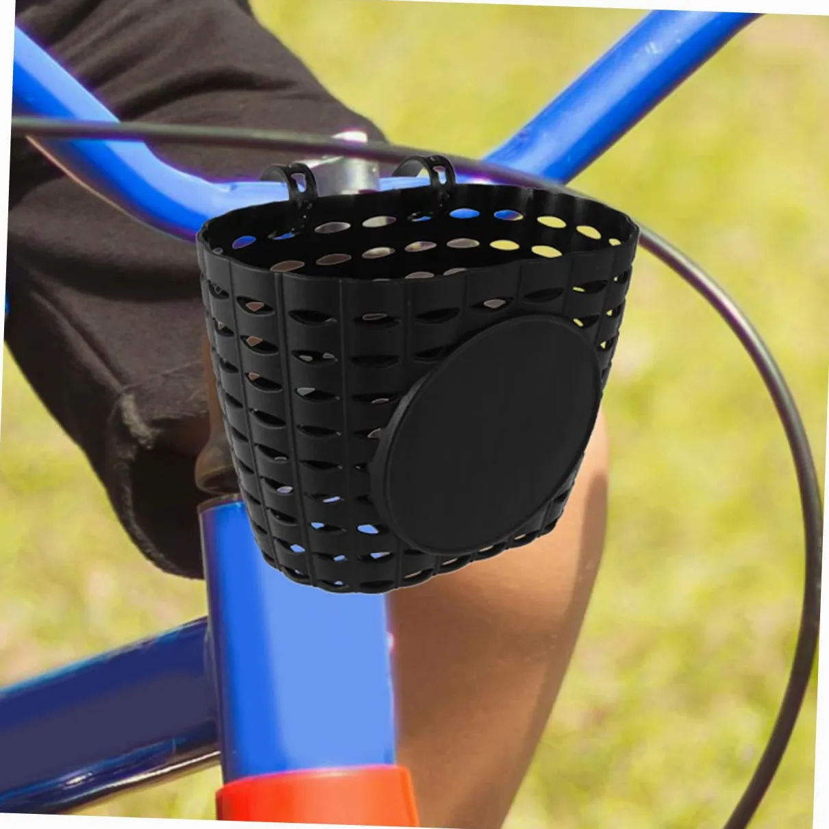 Cesta de Bicicleta para Niños de Plástico Negra Desmontable con Correa Ajustable para Accesorios de Bicicleta Cómoda y Segura