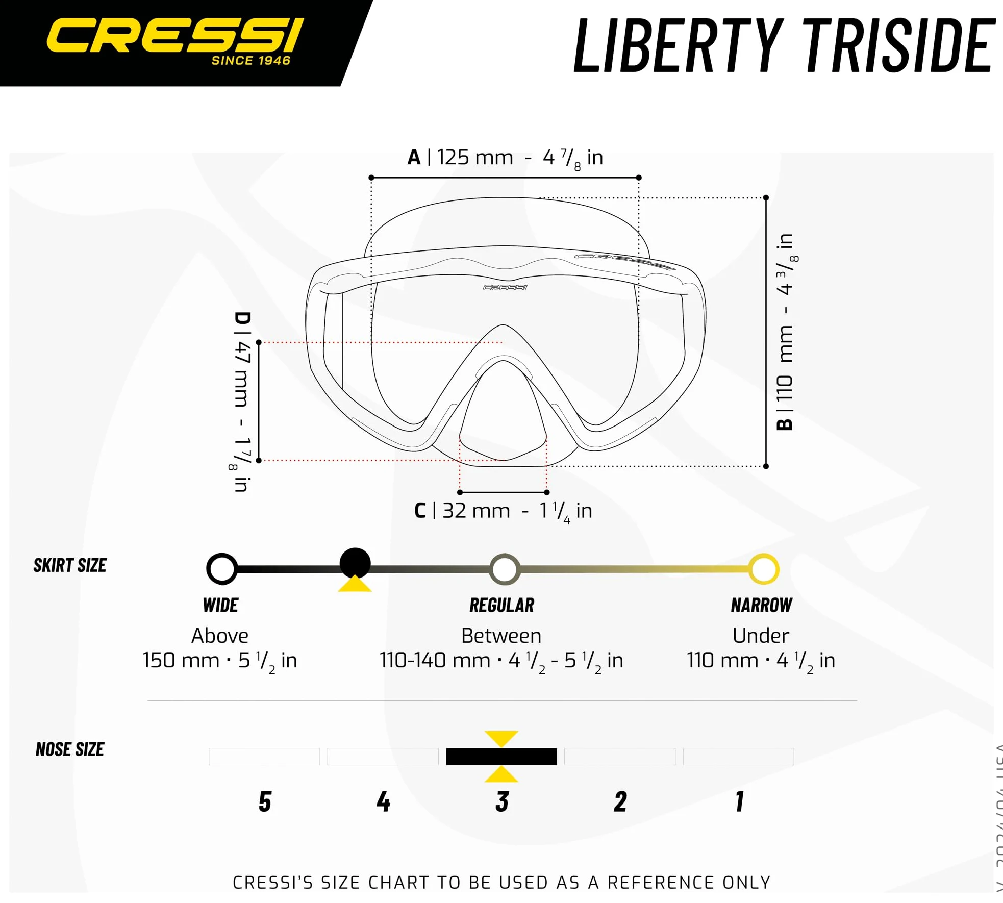 Cressi Liberty Triside SPE, Transparente/Zafiro