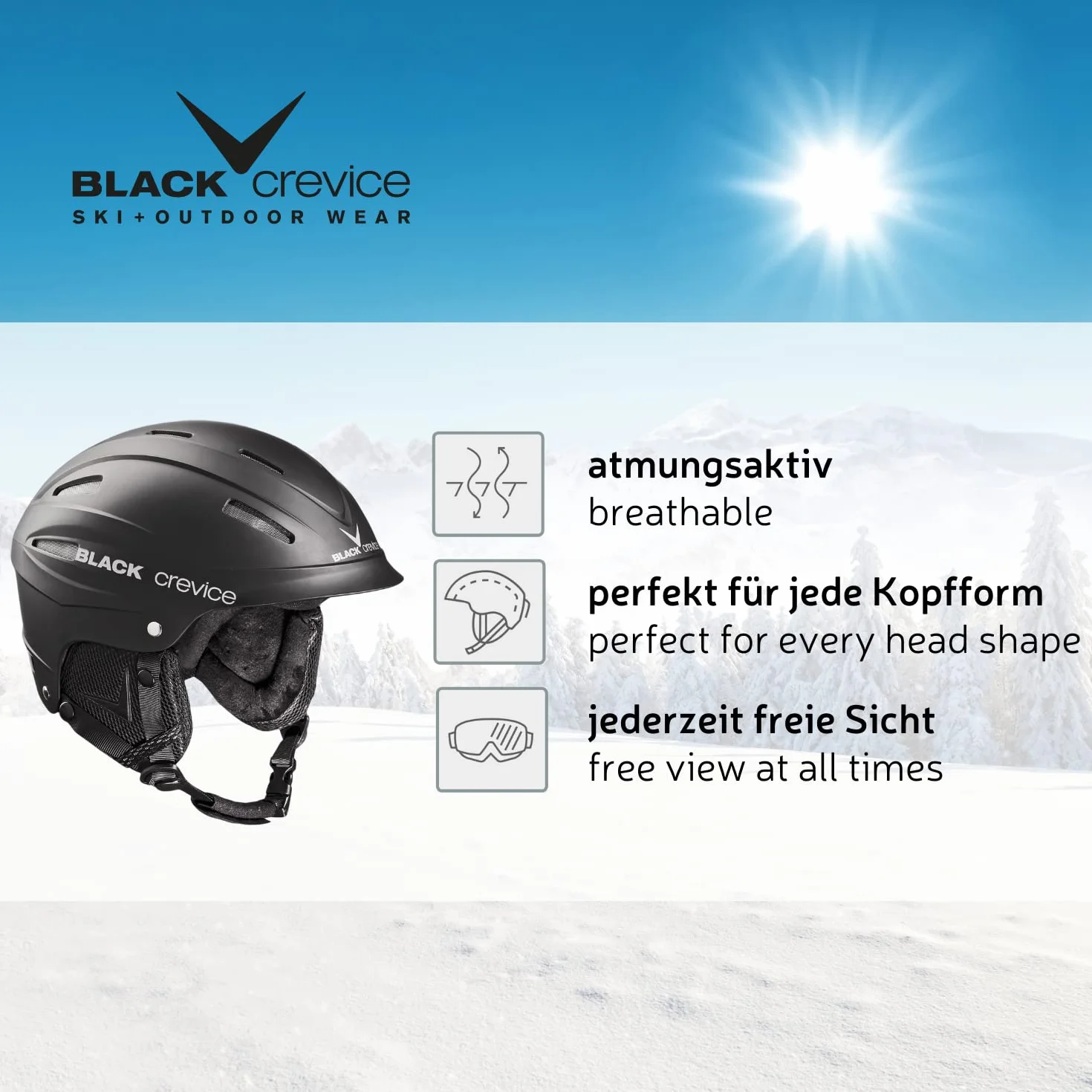 BLACK CREVICE Ischgl Casco de esquí Prueba de Golpes Transpirable Tamaño Ajustable