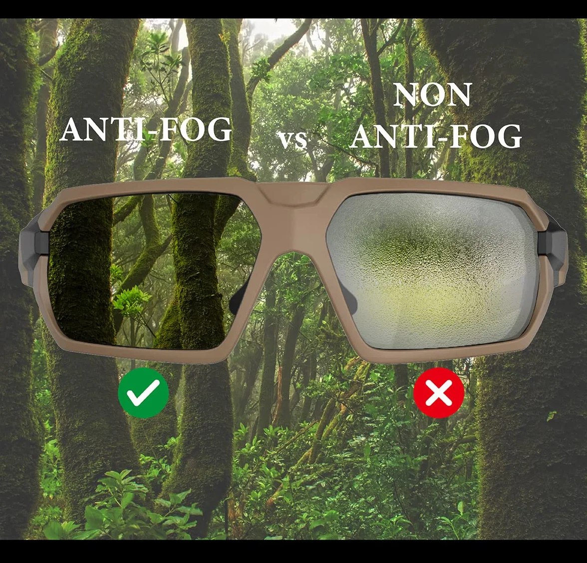 HTS HUNTERSKY Q37 Gafas de sol tácticas de caza polarizadas antivaho, de grado militar, protección contra impactos balísticos, para golf, motocicleta, equitación, correr, conducción, área de pistola