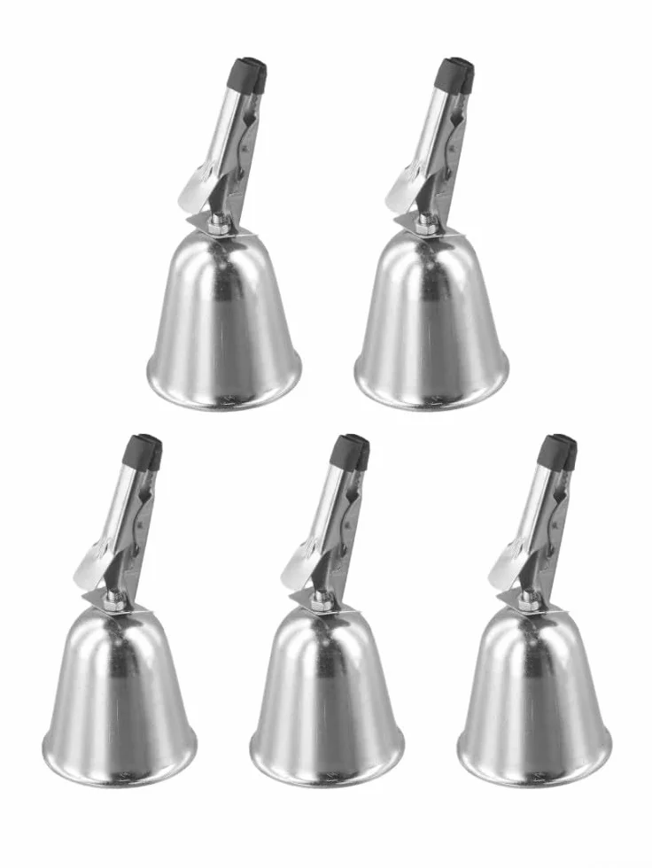 5 campanas de alarma de mordida de pesca, clips de metal para caña, ideal para pesca nocturna con alertas de sonido fuerte (pequeño)