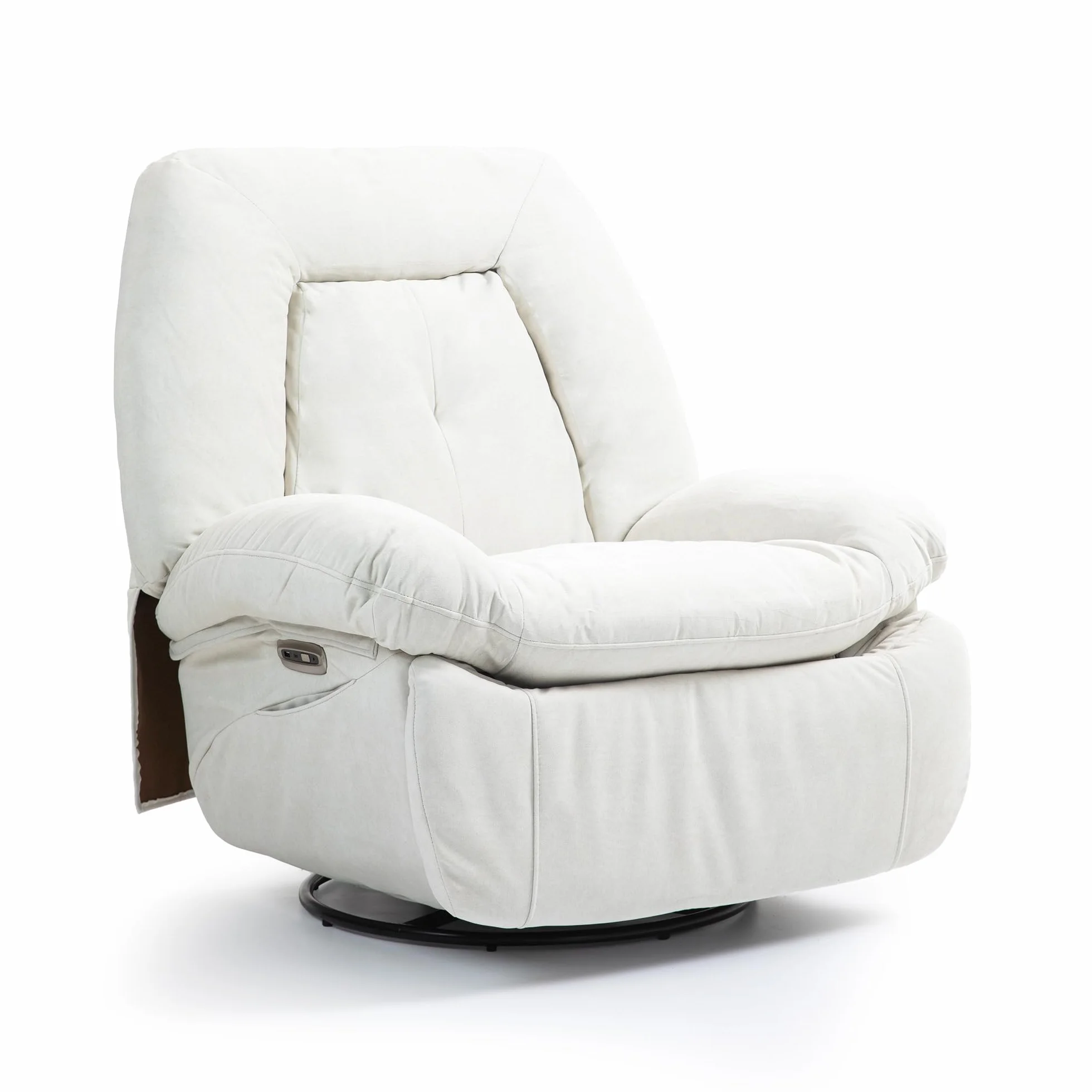 Sillón de Relax Eléctrico con Masaje, Calefacción y Vibración, Giratorio, Puertos USB-C, Reclinable para TV, Salón (Blanco)