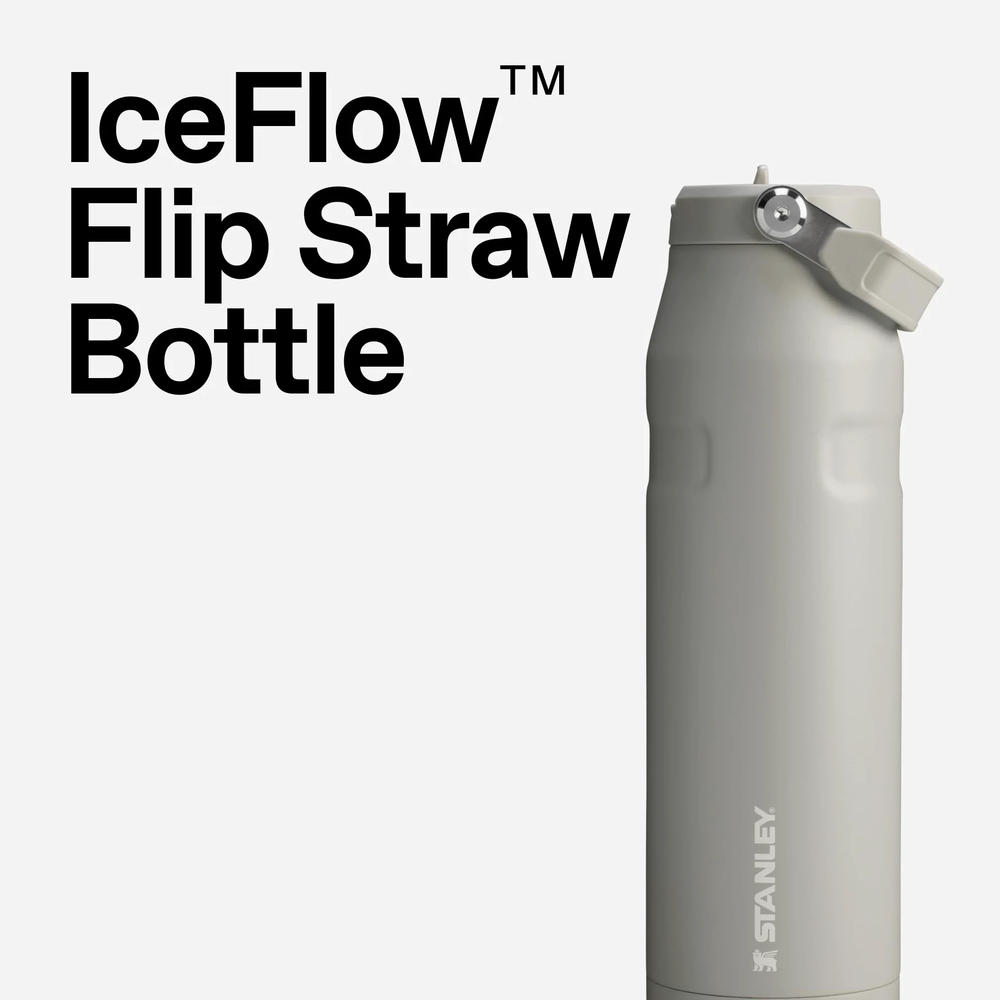 Stanley IceFlow Flip Straw 2.0 Botella de agua de 473,6 g | Paja integrada para viajes y deportes | Ligero y resistente a fugas | Acero inoxidable termo | Libre de BPA | Negro