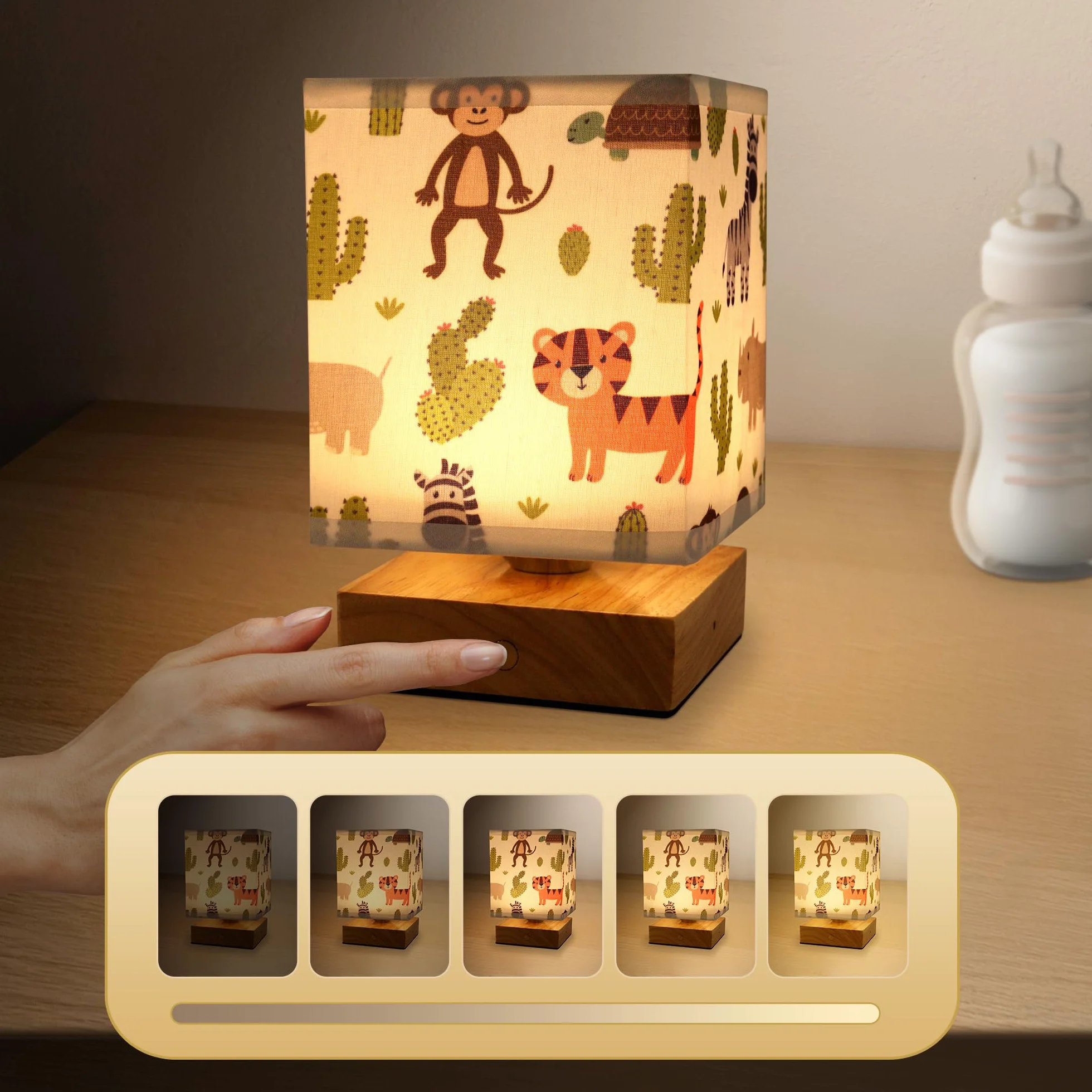 Lámpara de Mesita de Noche Infantil Recargable Luz Quitamiedos Niños Linterna Bebé Regalos