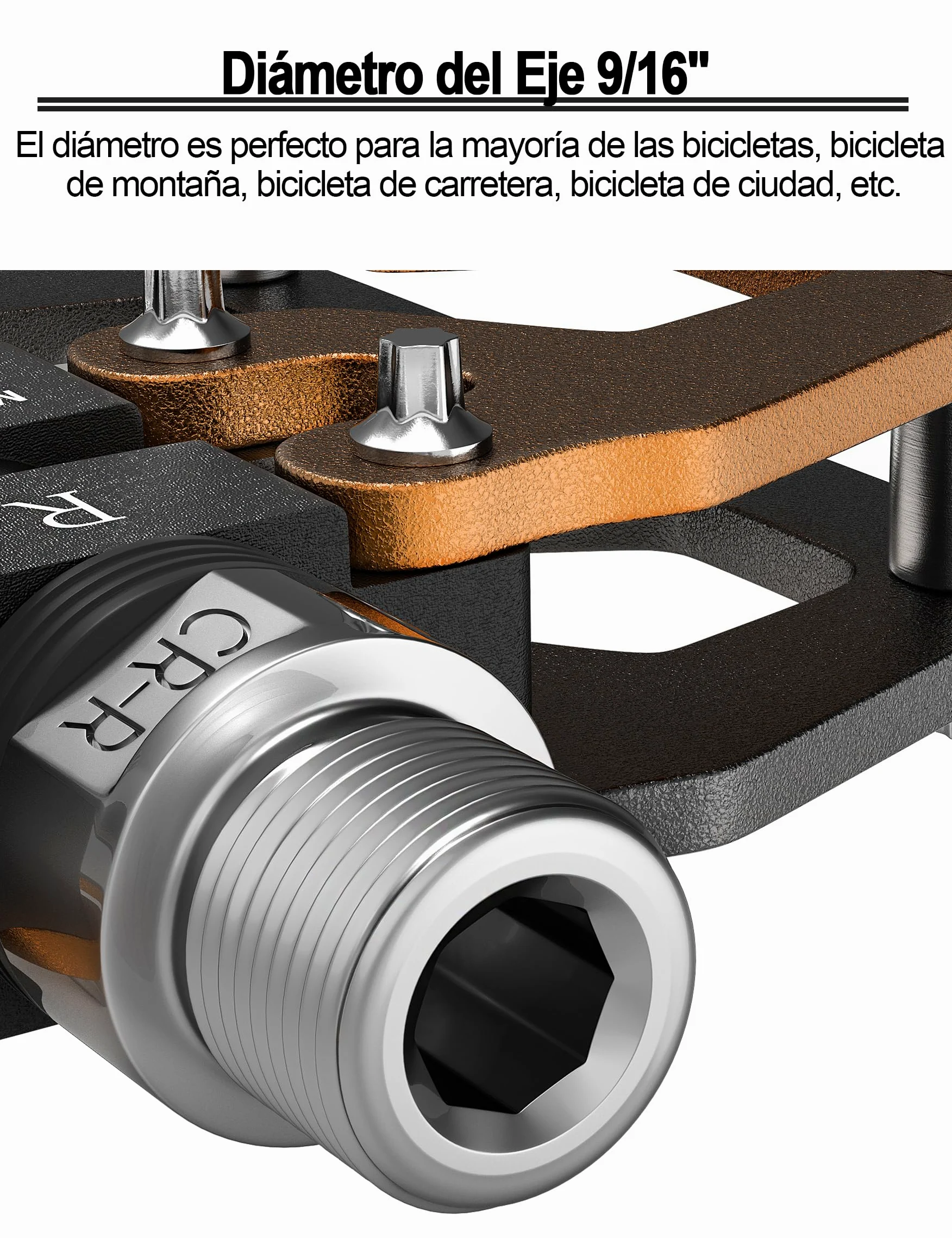INBIKE Pedales Bicicleta Pedales Plataforma De Aluminio Rodamiento De Acero Cromado 9/16 para Bicicleta De Montaña Carretera