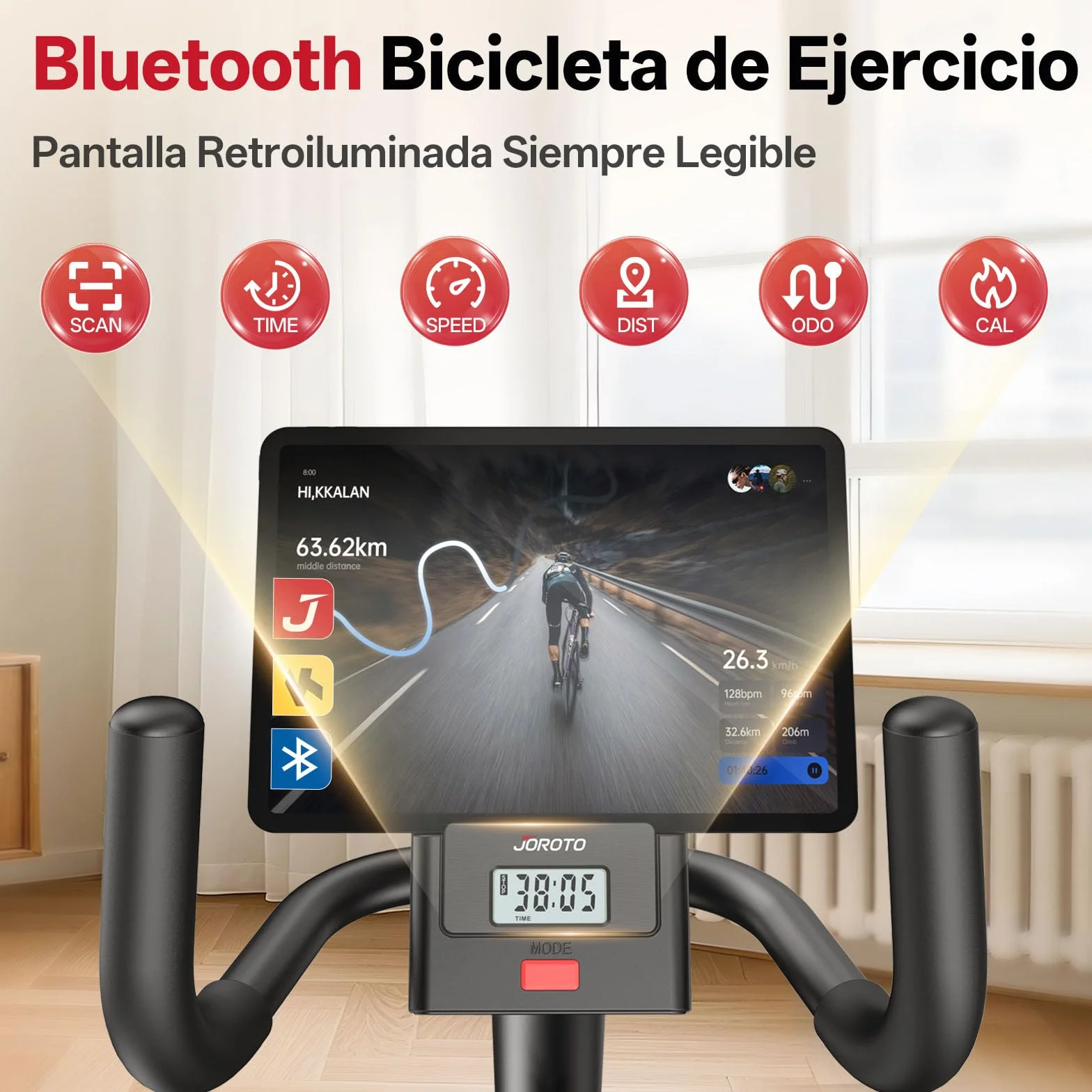 JOROTO JH30/JH30PRO Bicicleta Estatica para Casa, Bicicleta Reclinada Magnética Bluetooth, Bici Estática Respaldo con Capacidad de Peso 136KG, Pantalla LCD, Asiento Ajustable para Entrenamiento Cardio