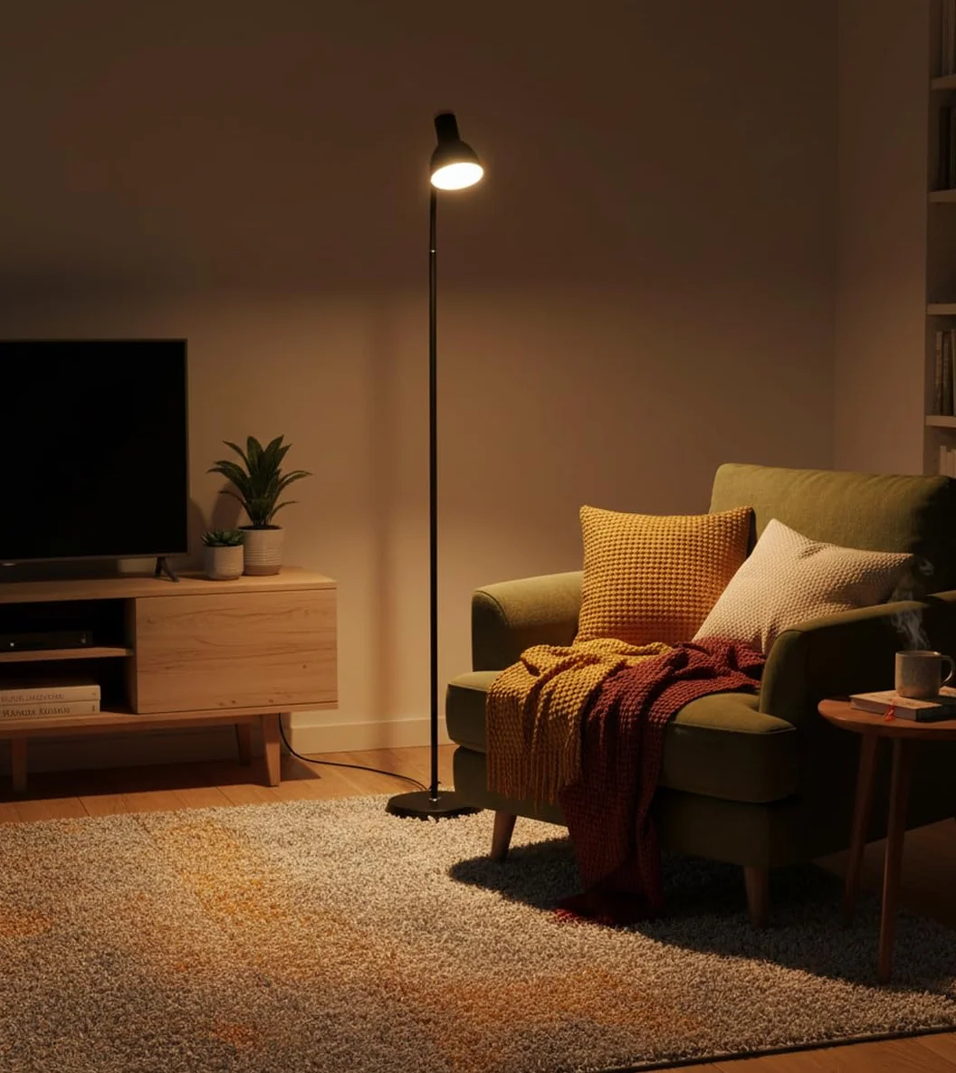 BEL AIR HOME Lámpara de Pie Argos Negro 155 cm Luz Regulable E-27 Metal Madera Decoración Nórdica