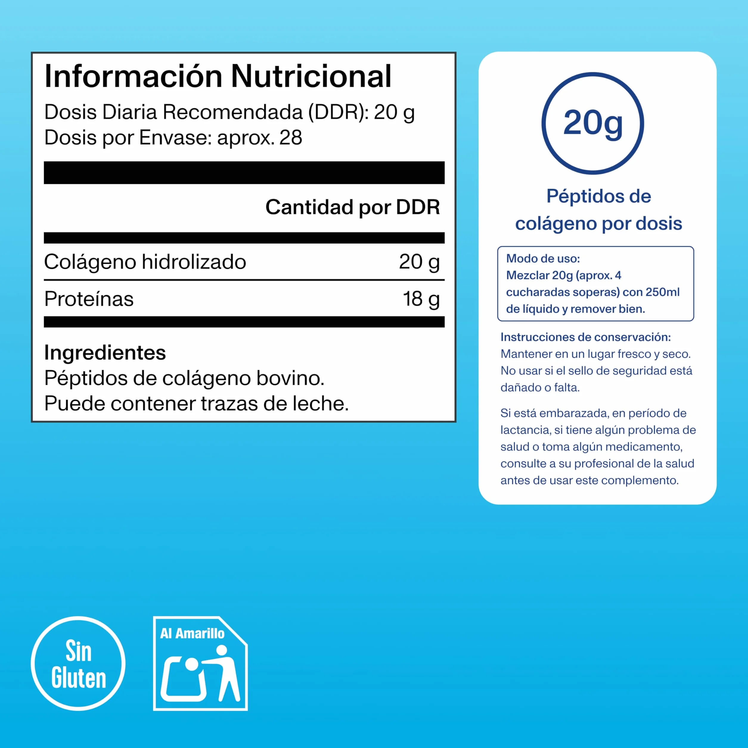 Vital Proteins Péptidos de Colágeno Hidrolizado Tipo I y III, Sin Sabor, 587g