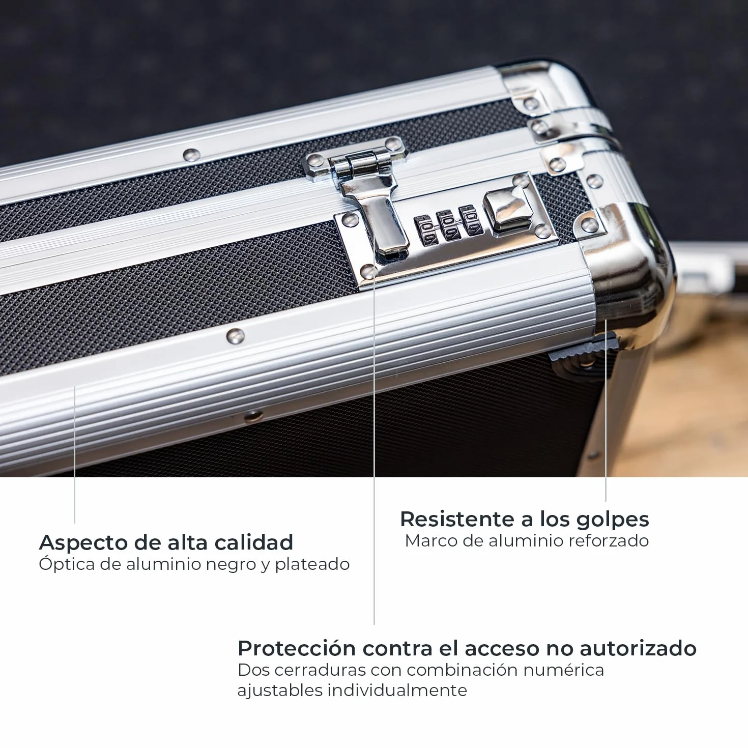 HMF 14444-02 Funda de Aluminio para Rifles con Rejilla de Espuma | 82 x 36 x 12 cm | Negra