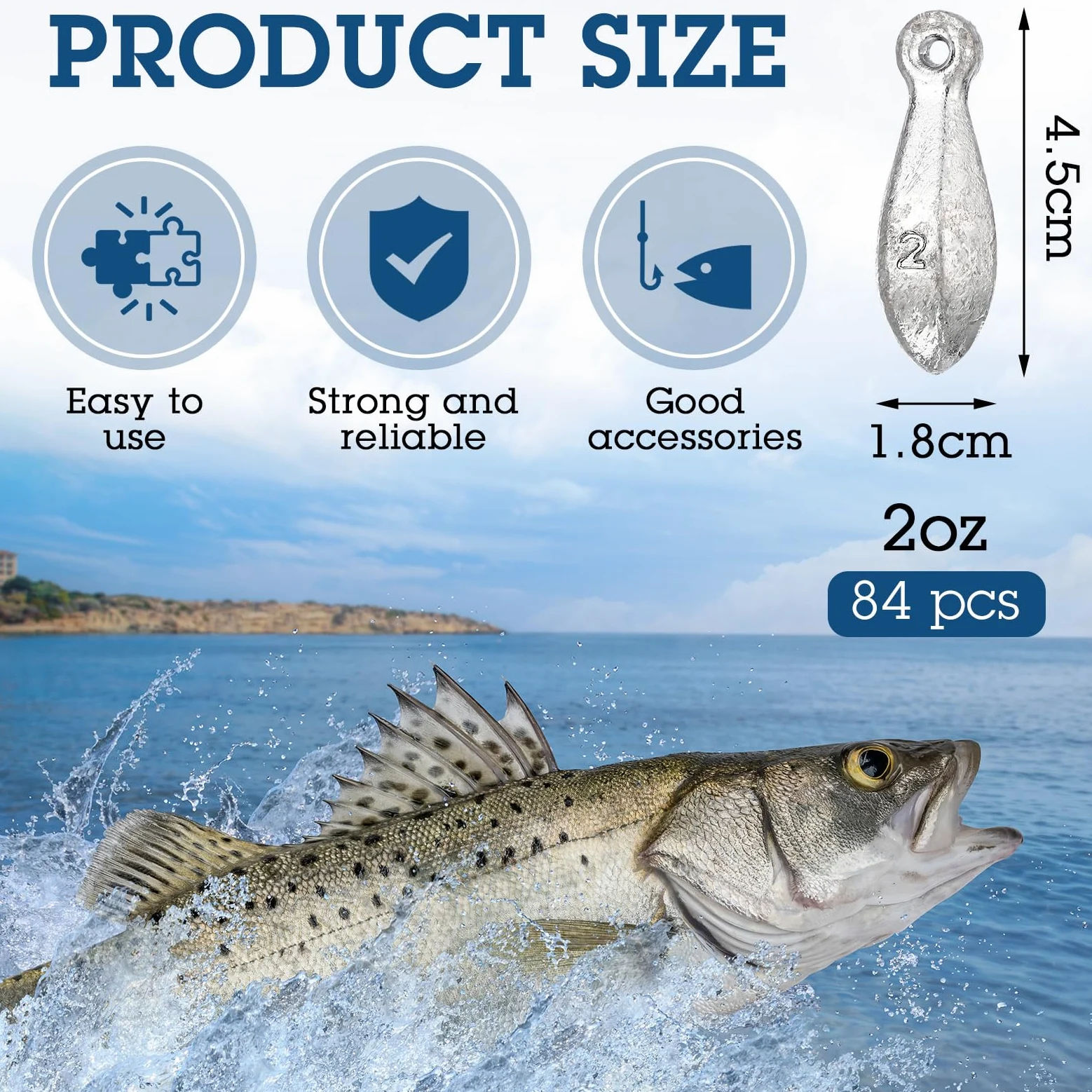 36 piezas de plomos de banco, pesas, pesas, plomos para surf, océano, agua salada, agua dulce, surf, lubina, pesca de gato, aparejos de pesca
