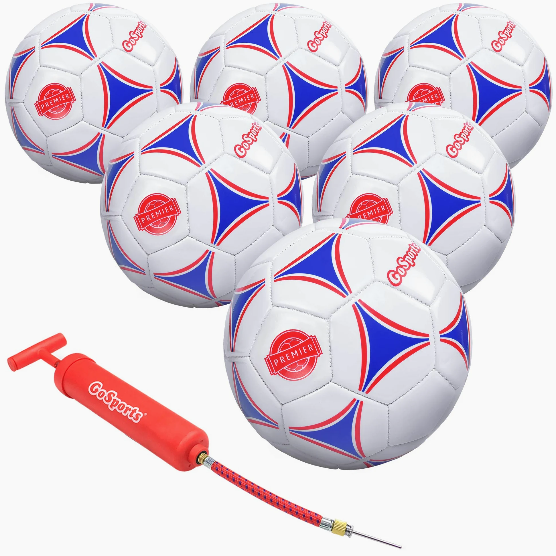 GoSports Premier Balón de fútbol con Bomba Premium, Disponible como Pelotas Individuales o 6 Paquetes, Elige tu tamaño