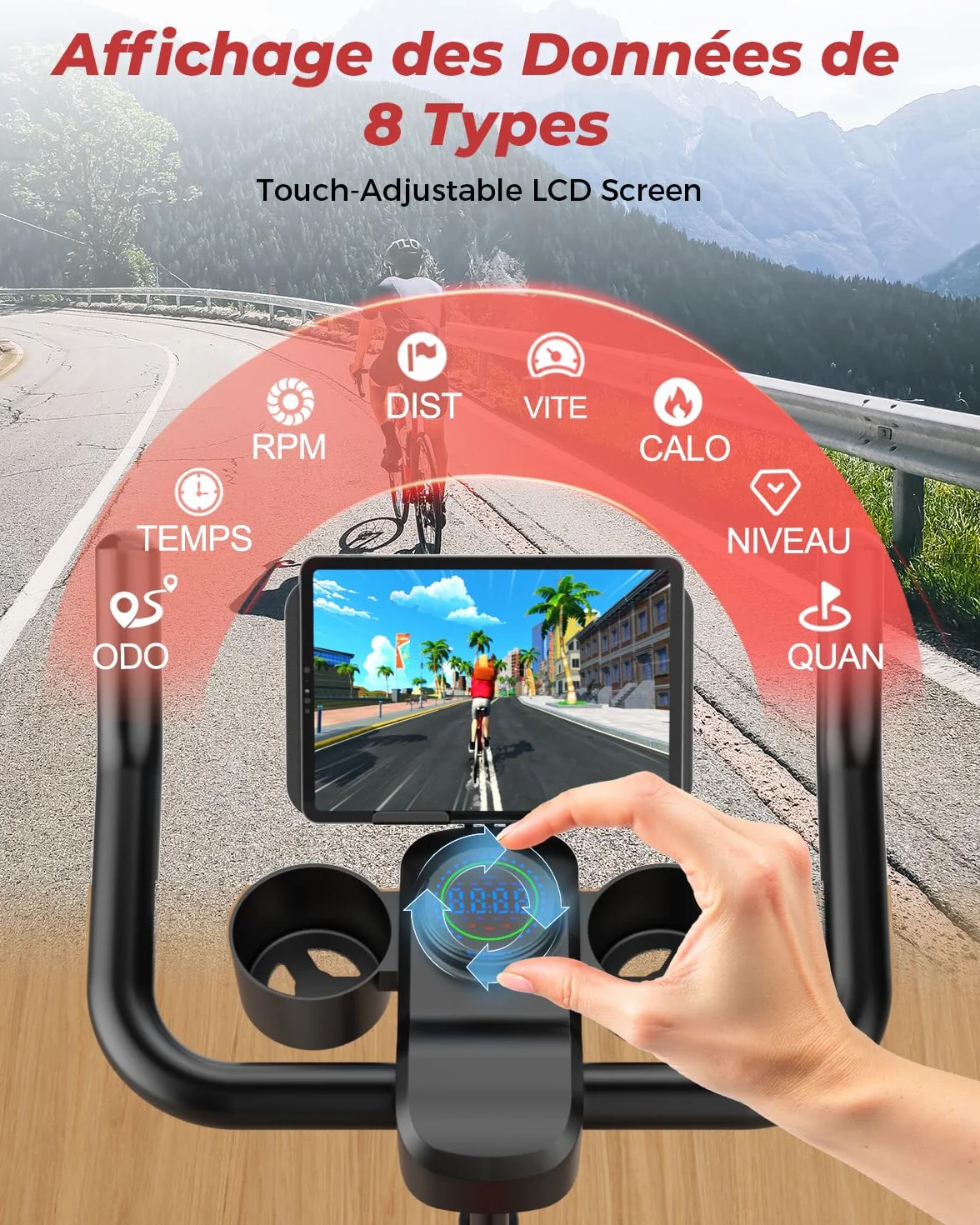 Superun Bicicleta Estática para Interior, Bicicleta Estacionaria con Resistencia Magnética Ajustable, Bicicleta Estacionaria con Pantalla LCD y App, Capacidad de Carga de 136 kg