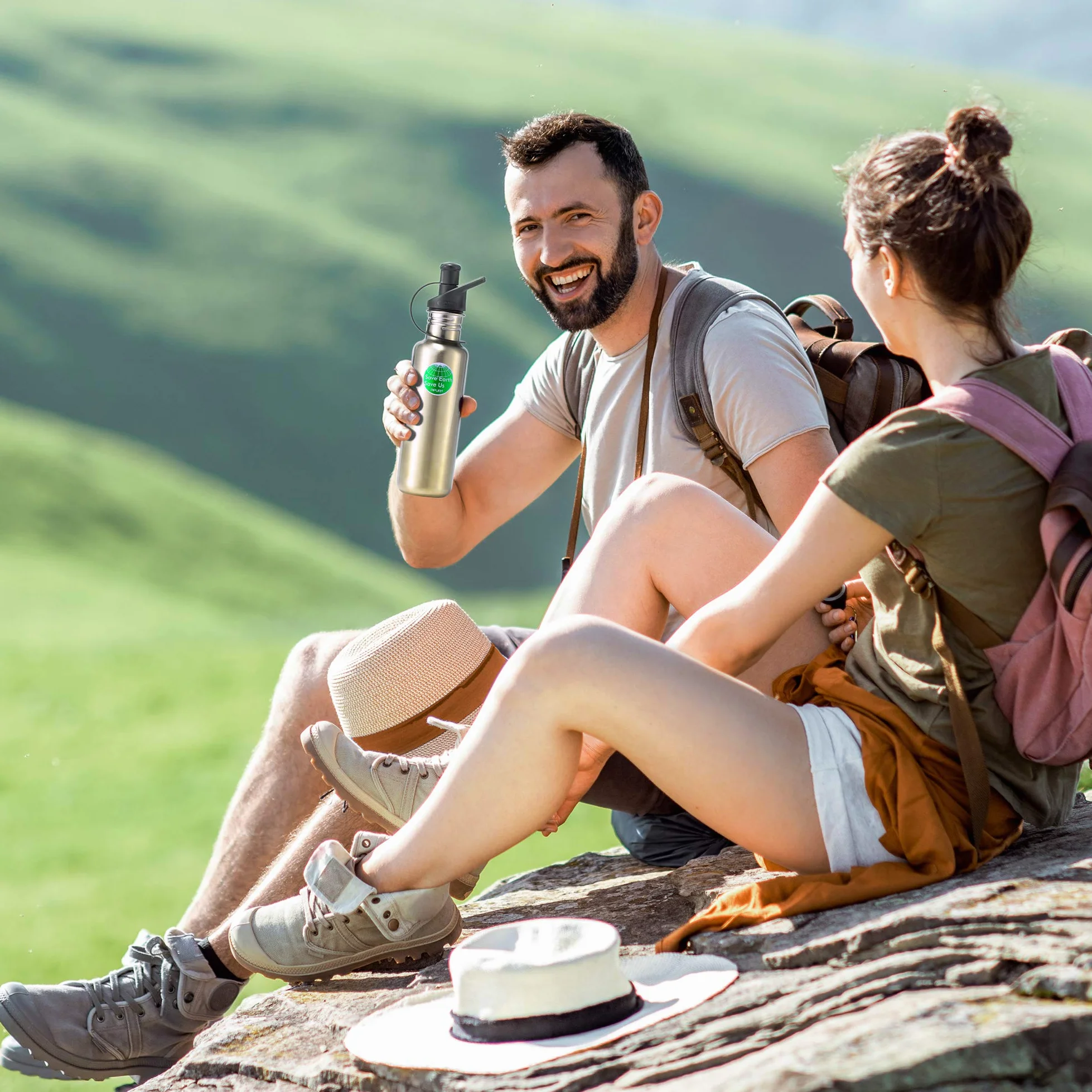 agua filtrada botella con bomba de aire para fácil para beber (incluye 1 filtro + 1 tapa), sin BPA, acero inoxidable, 27 g