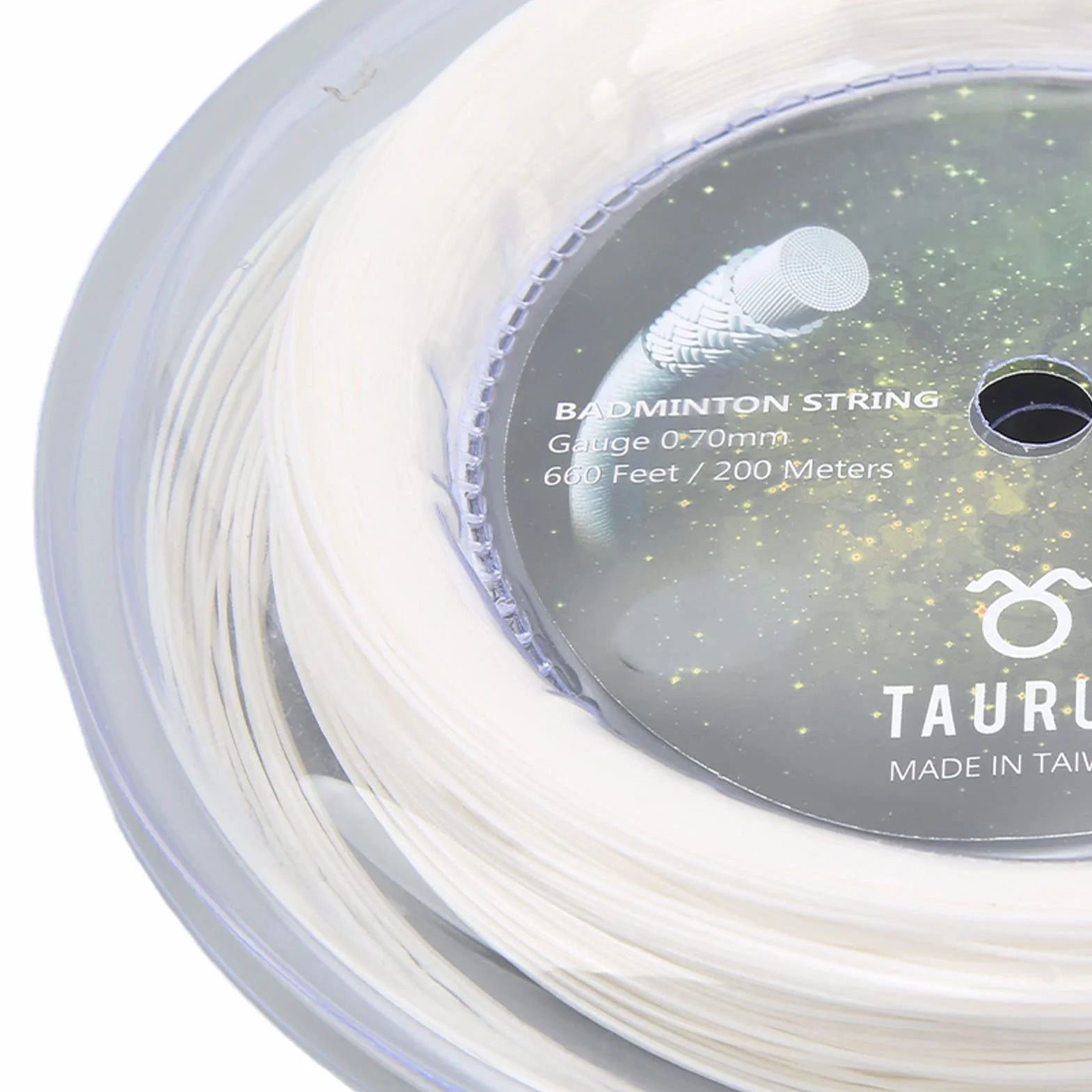 Keenso Cuerda de Raquetas de Bádminton POWERTI BX70, Cuerda de Raqueta de Bádminton de Nailon de Alta Elasticidad, Cuerda de Bádminton de 0,7mm, Carrete de 200m (Blanco)