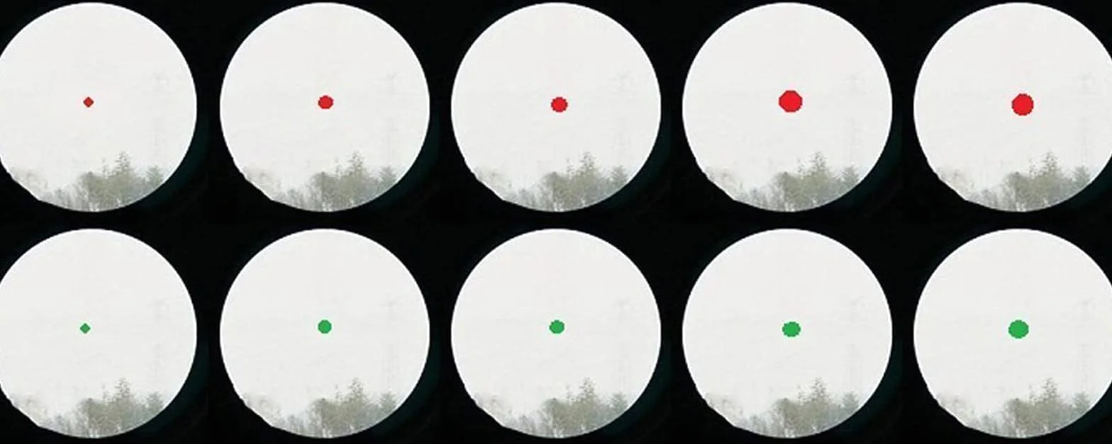 Mira Reflectante roja y Verde con 4 retículas, Montura de Cola de Milano 3/8" para riel 11 mm y 22 RF Airsoft