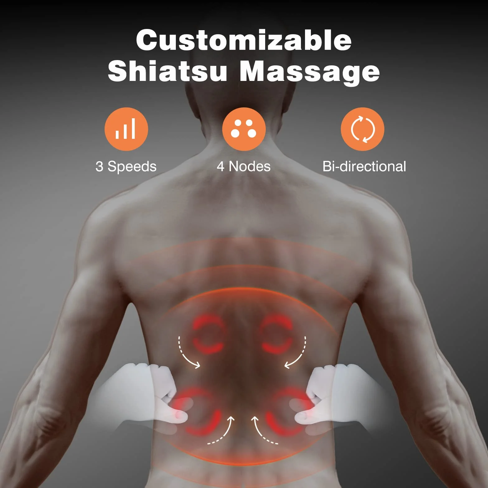 Careboda Masajeador Espalda con Calor, 3 Velocidades Eléctrico Shiatsu Almohada Masaje Cervical