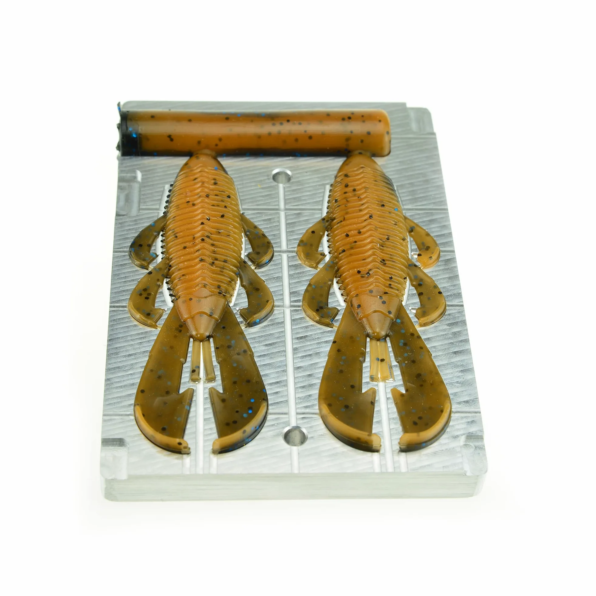 Molde de plástico suave para hacer señuelos de inyección, señuelos de pesca, dos cavidades Bandito Bug 4 pulgadas (aluminio)