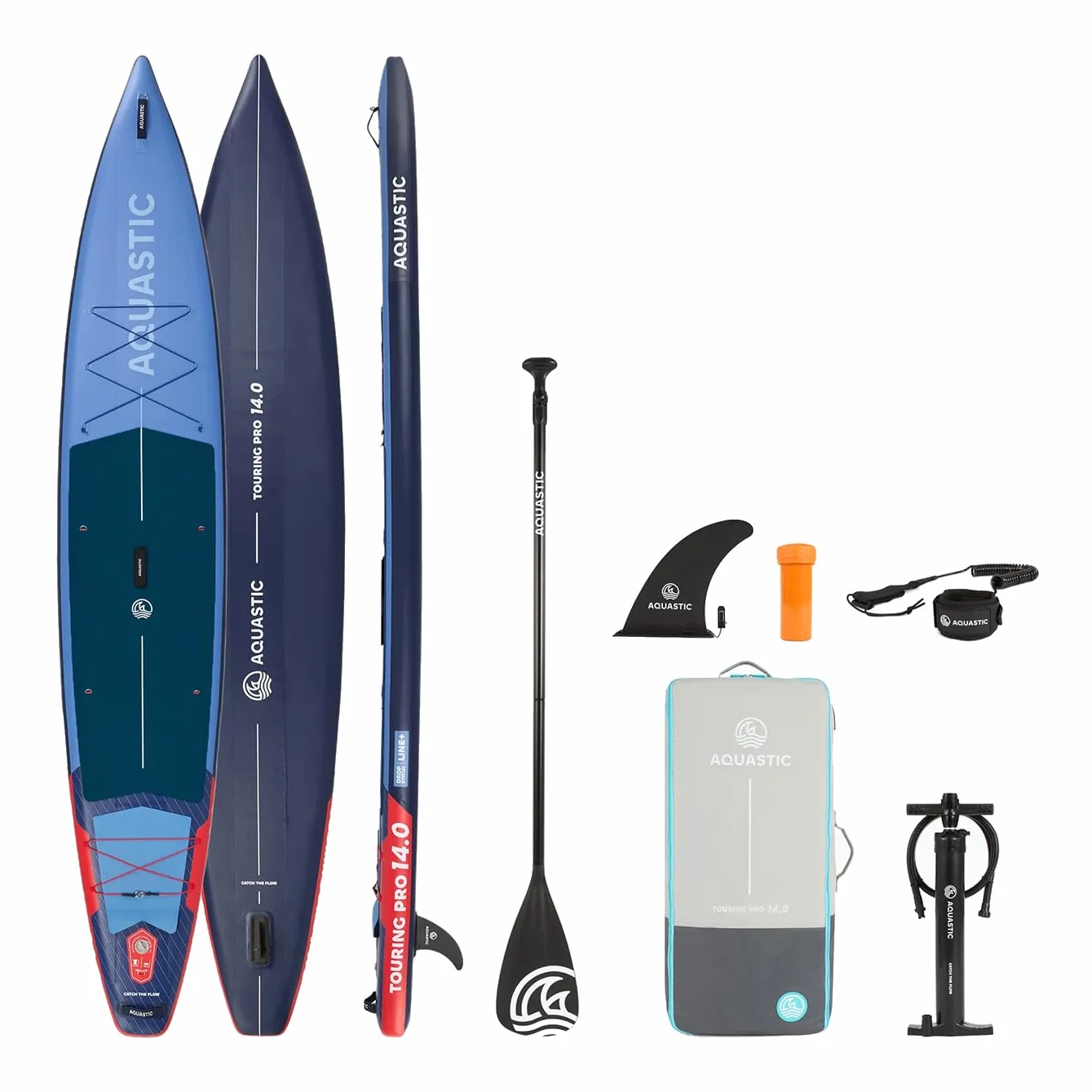 AQUASTIC Touring Pro 14'0″ | Sup Touring Board | Drop Stitch Line+ | PVC de una Sola Capa 2200 g/m² | 427 × 76 × 15 cm | 355 L de Capacidad | 170 kg de Carga | Espuma EVA | Lino Cargo