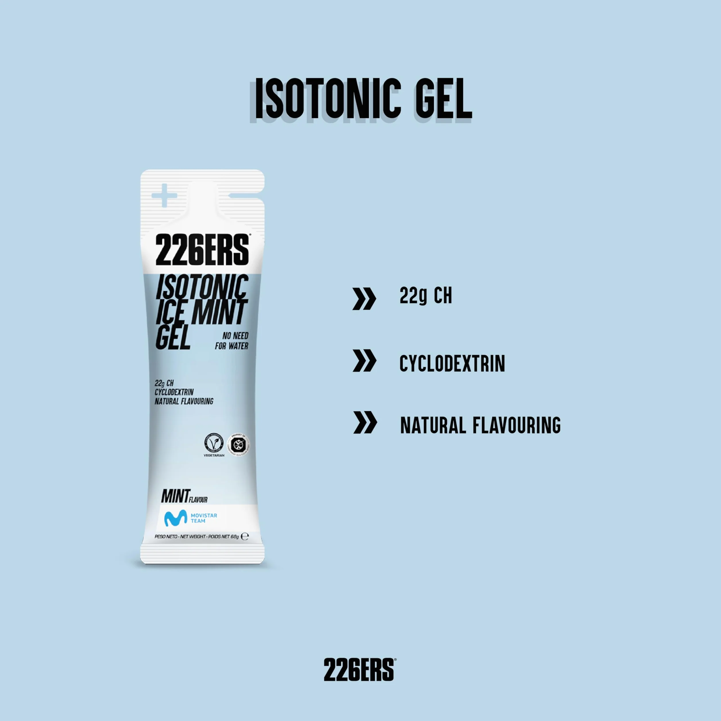 226ERS Isotonic Gel Energetico Vegano 22 g Ciclodextrina Mentolado Sin Gluten Menta 1 gel
