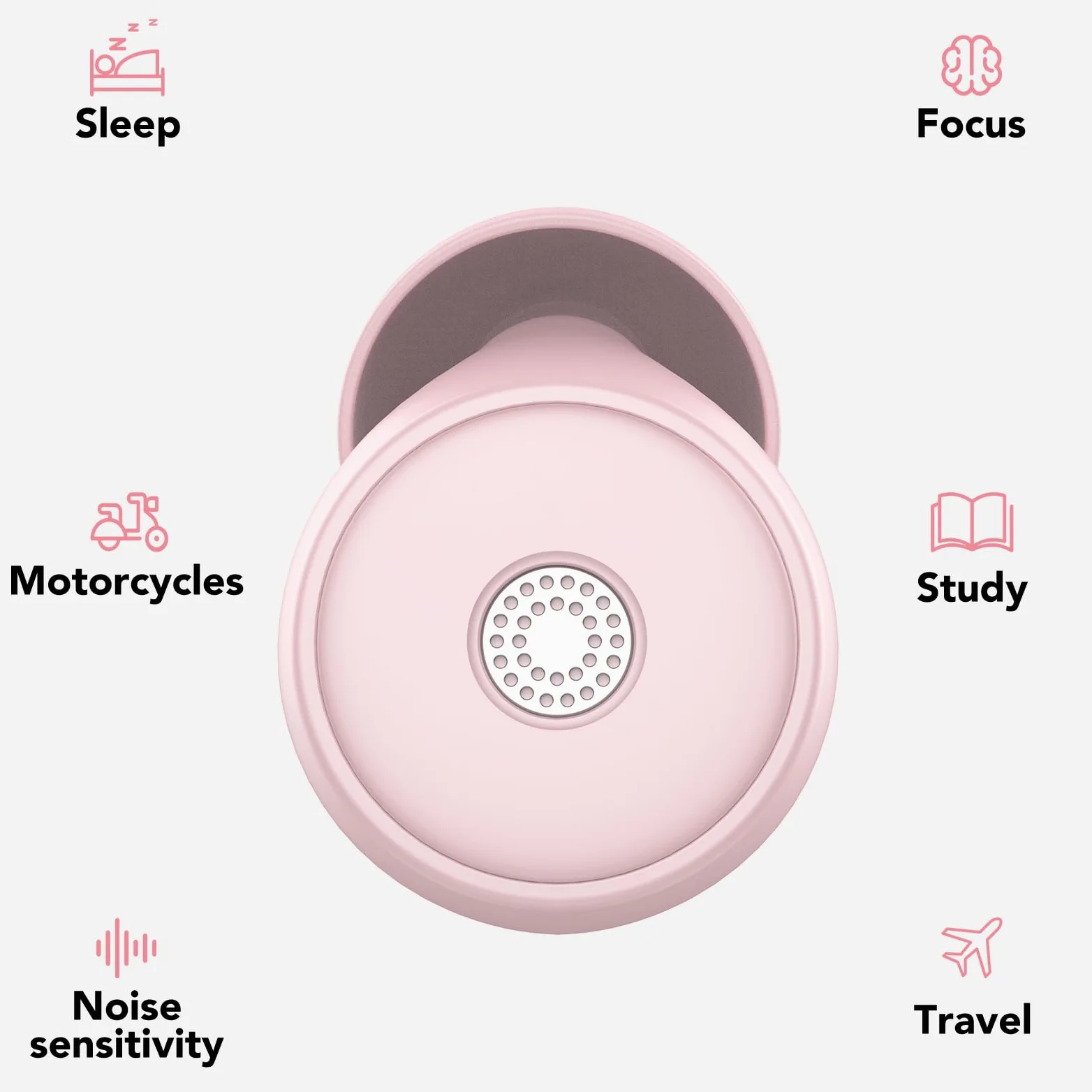 Tapones para los oídos para dormir -45 dB, 0 sensación de presión, silicona reutilizable (rosa)
