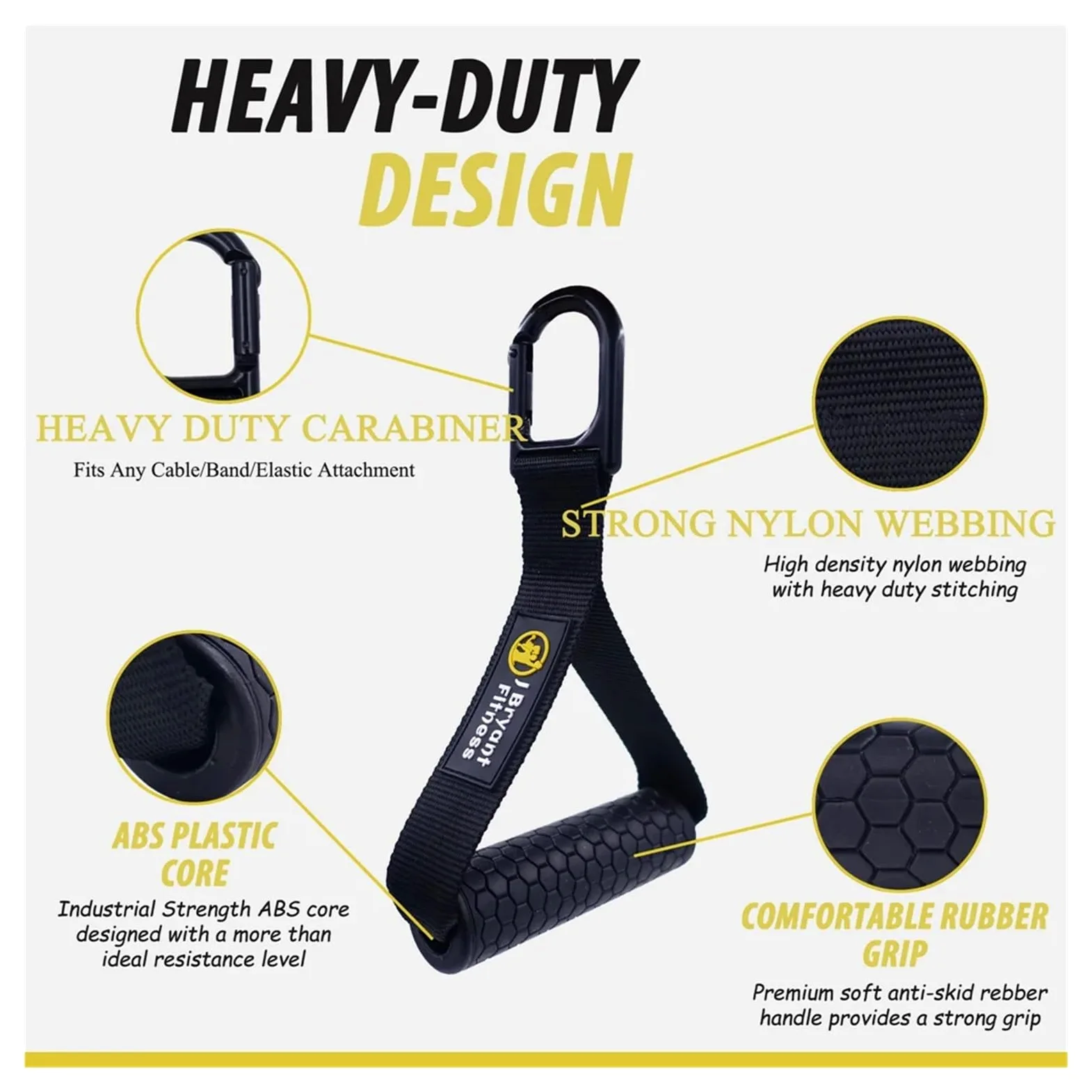 Bandas de resistencia Asas Asas de gimnasio de alta resistencia, núcleos ABS sólidos con mosquetón for accesorio de máquina de cables, accesorios de entrenamiento de Fitness en casa(With Metal Handle)